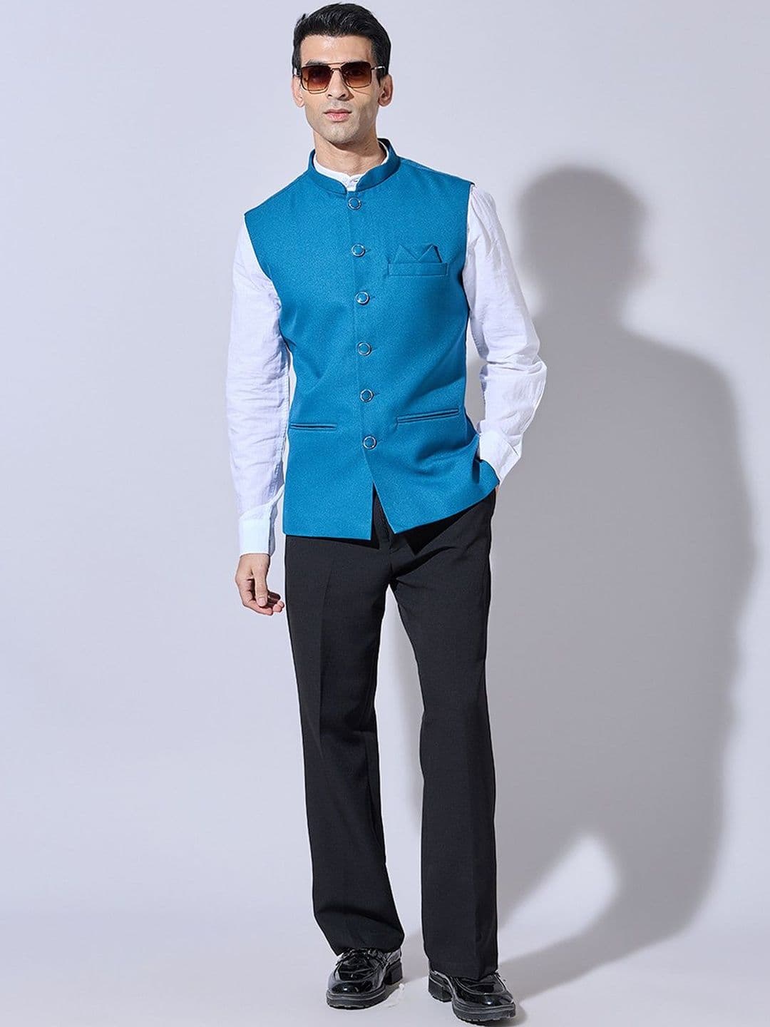 SHOWOFFFF Mandarin Collar Sleeveless Nehru Jacket - view 1