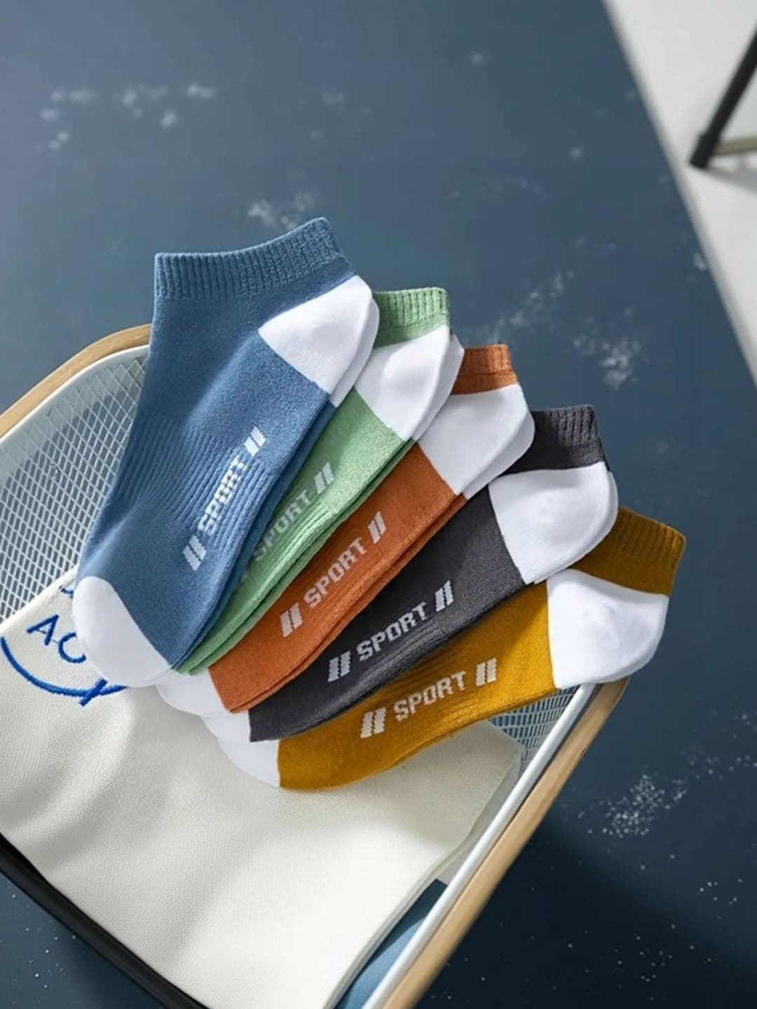 BEAR&BEYOND Men Pack of 5 Cotton Assorted Colourblocked Ankle Length Socks - view 1