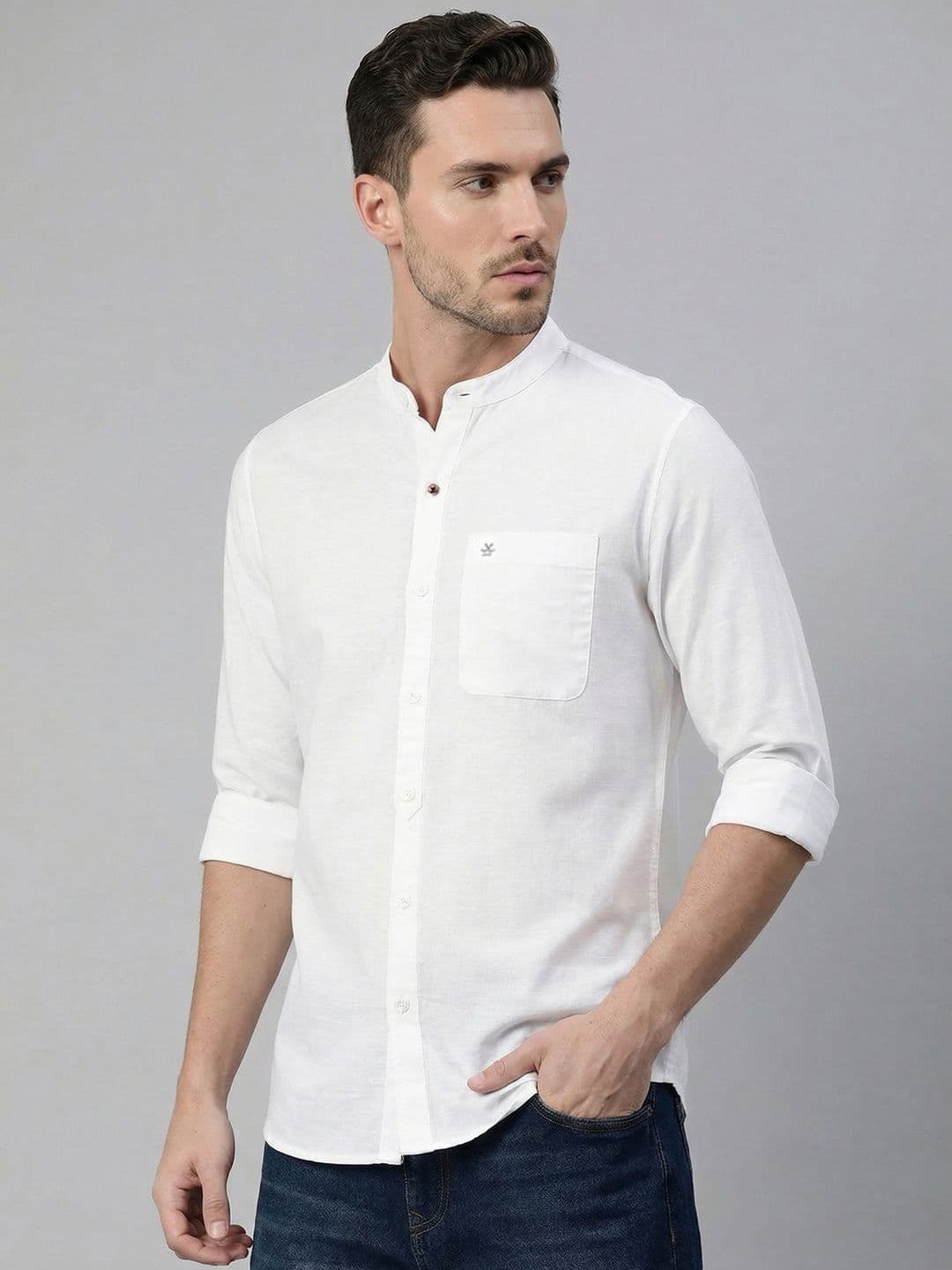 WROGN Men White Slim Fit Casual Shirt - view 1