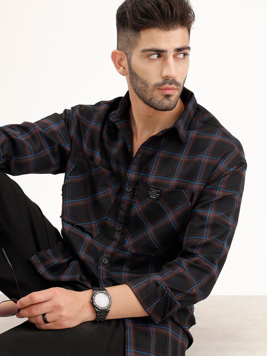 WROGN Oversized Checked Drop-Shoulder Sleeves Casual Shirt - view 1