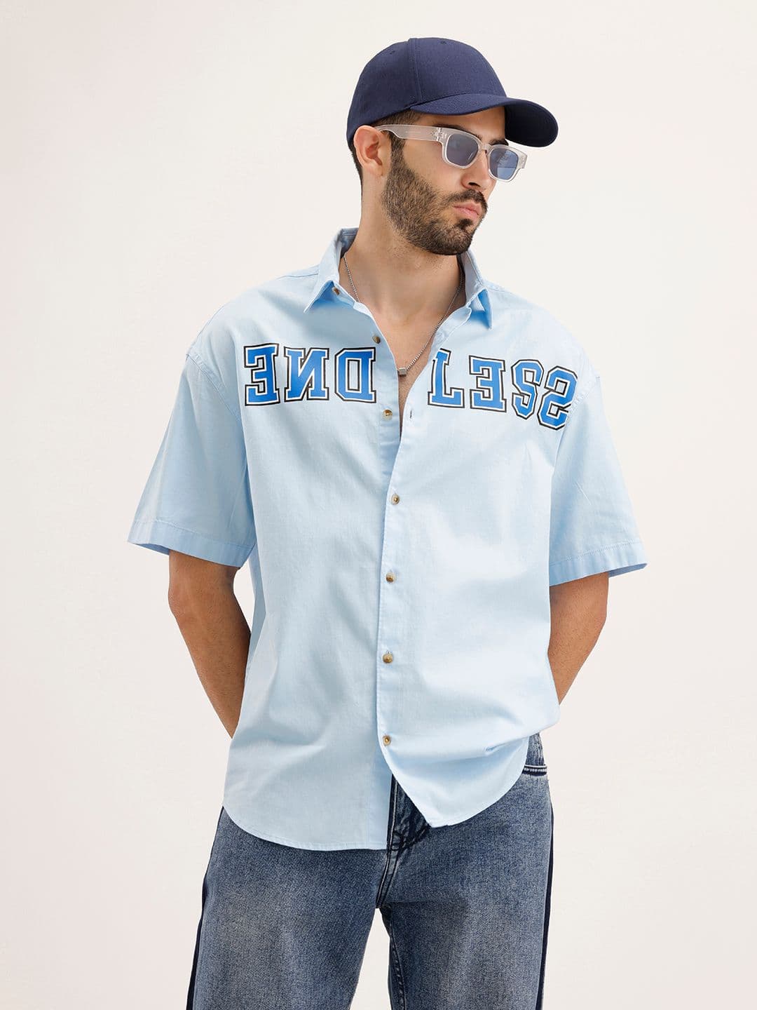 WROGN Printed Oversized Pure Cotton Casual Shirt - view 1