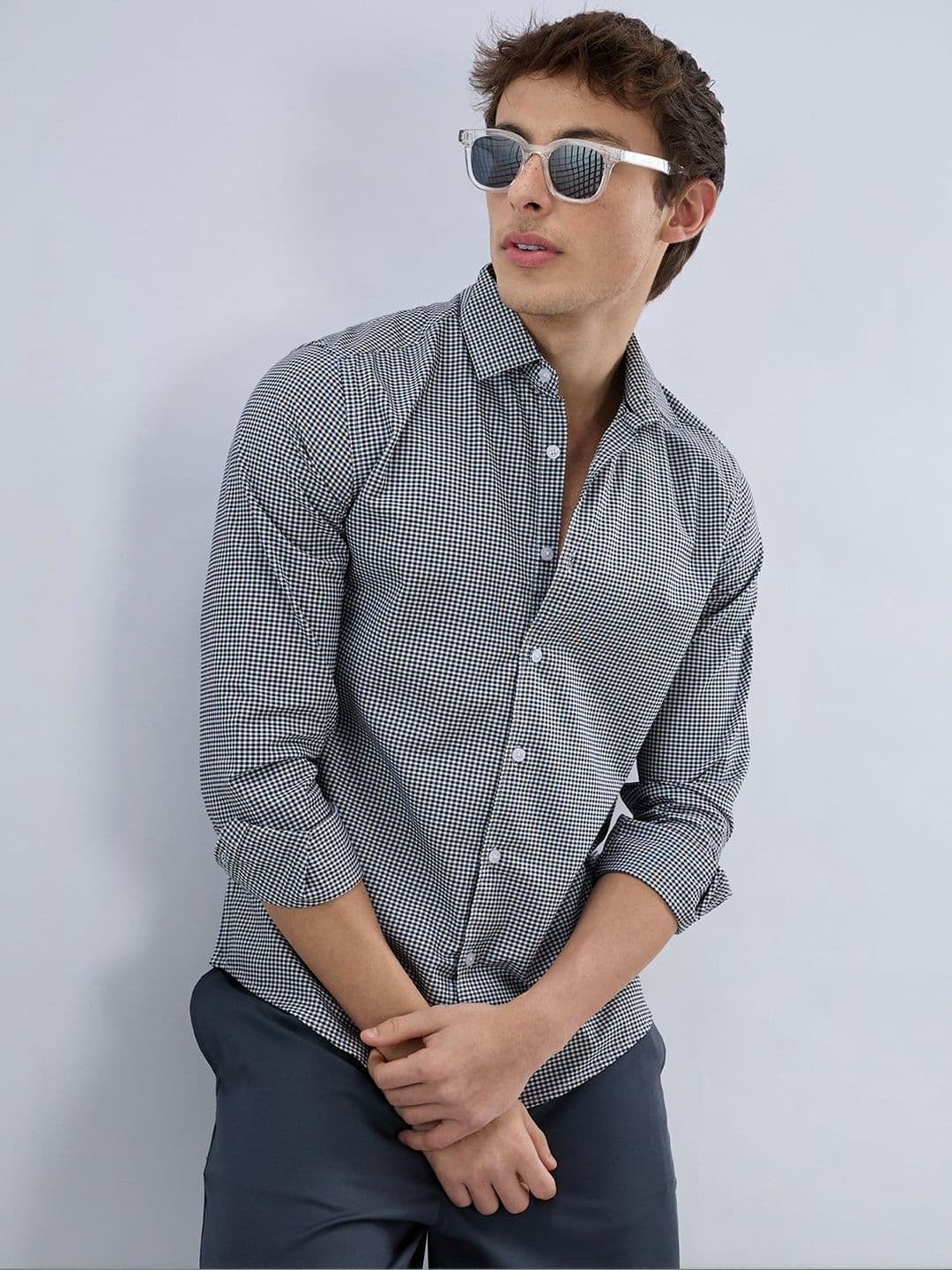 VASTRADO Monochrome Micro Gingham Checks Shirt - view 1