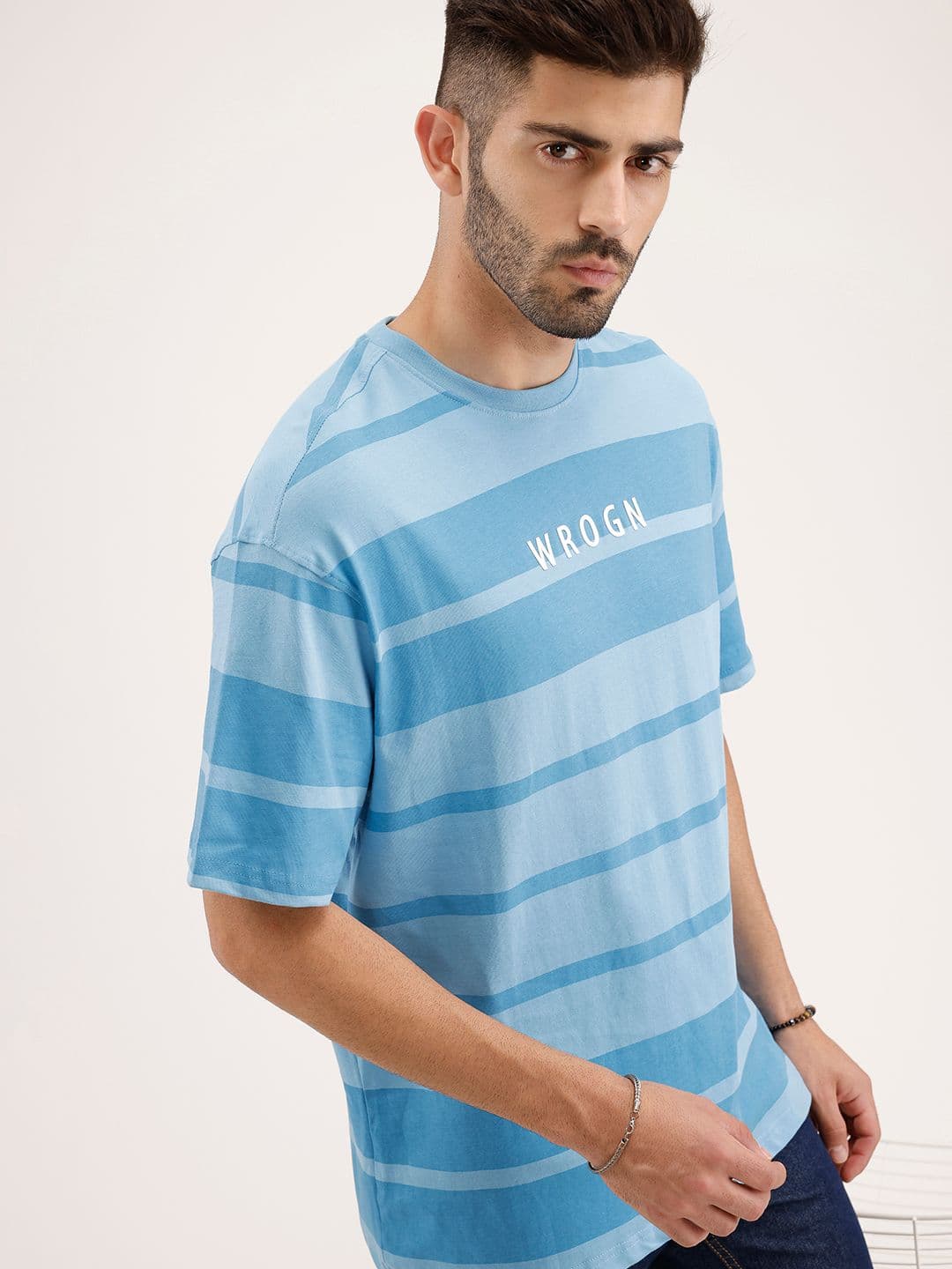 WROGN Oversized Striped Pure Cotton T-shirt - view 1