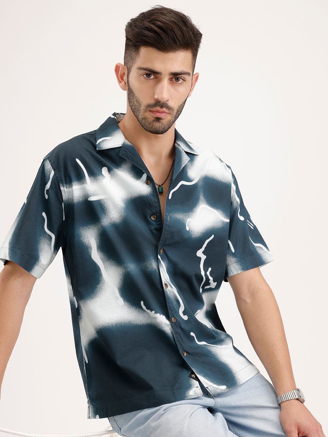 WROGN Relaxed Fit Abstract Printed Drop-Shoulder Sleeves Casual Shirt - view 1