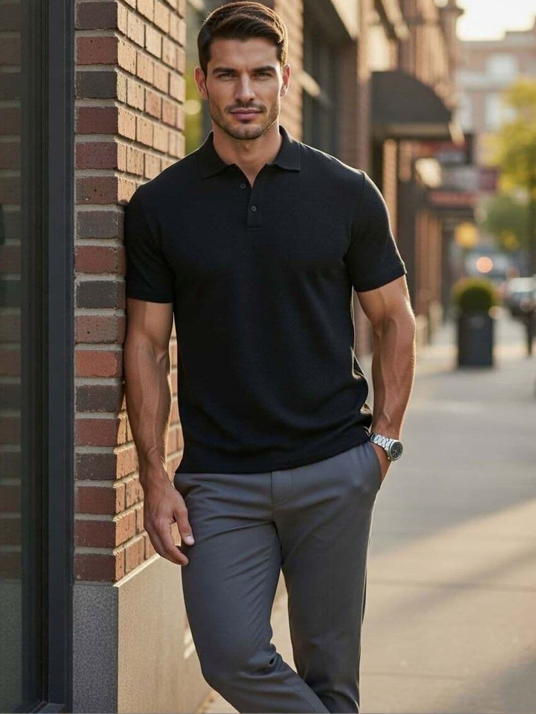GENZILOOKS Men Polo Collar T-shirt - view 1