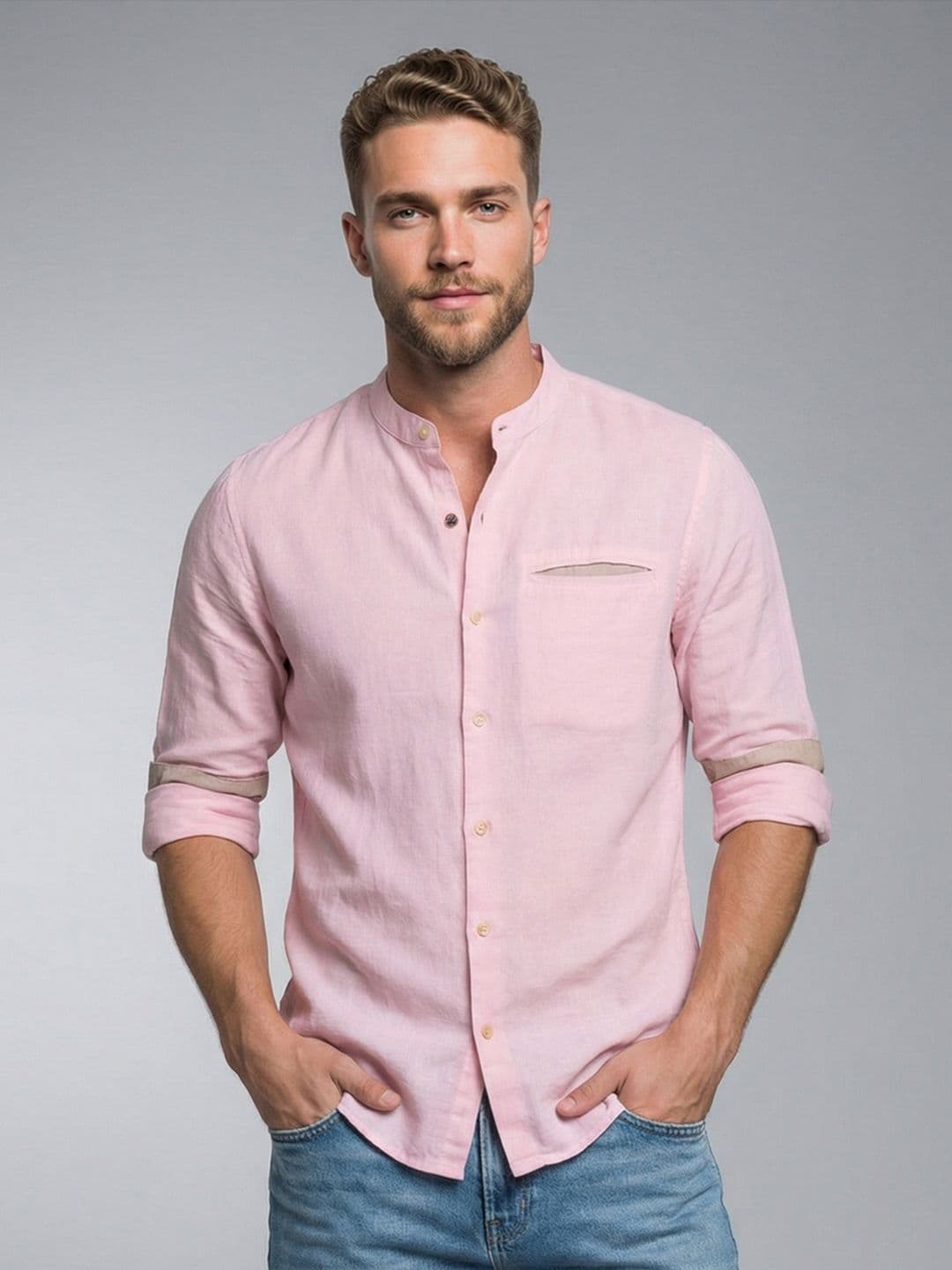 WROGN Men Pink Slim Fit Solid Casual Shirt - view 1