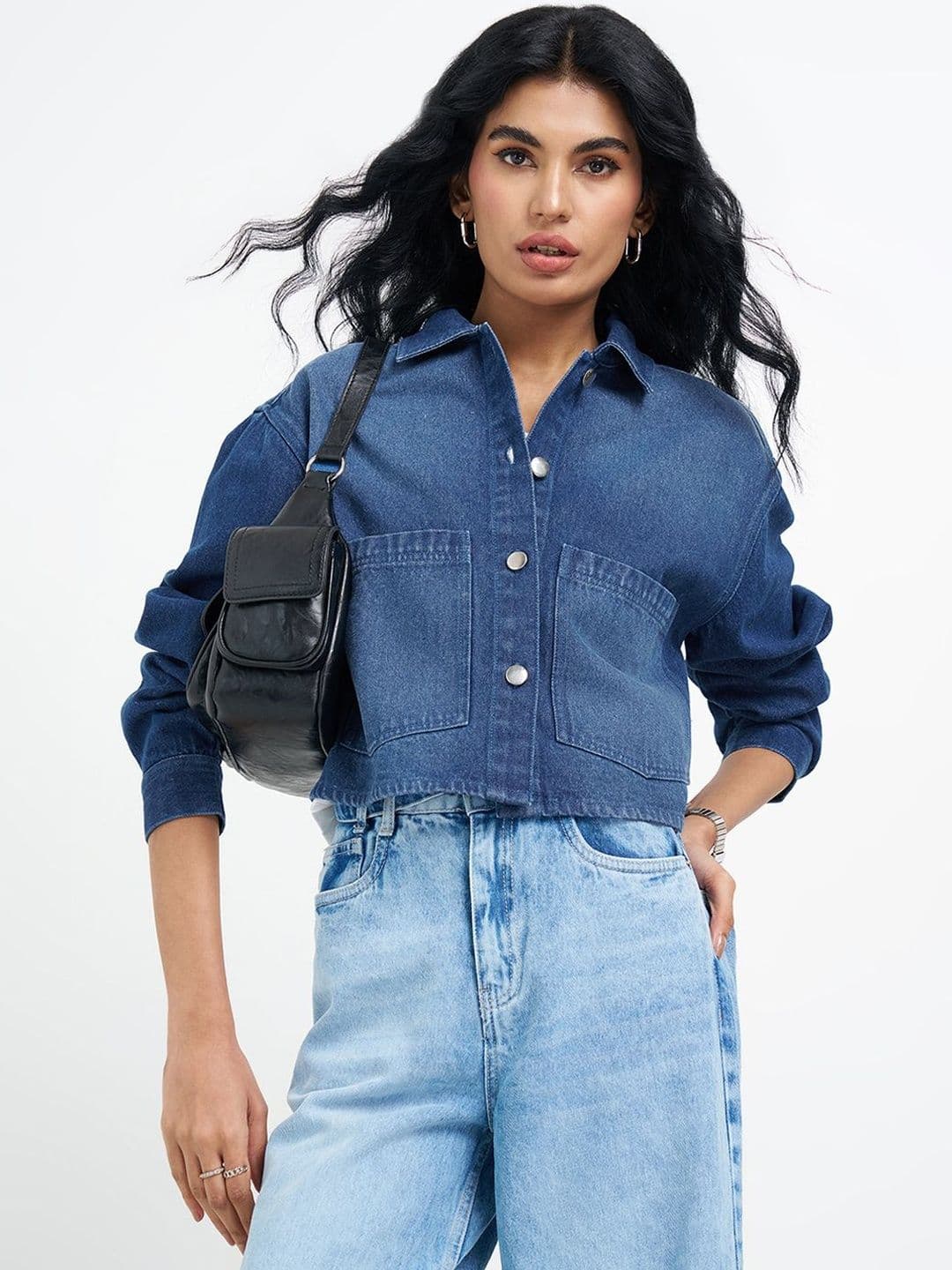 SF JEANS by Pantaloons Women Crop Denim Jacket - view 1