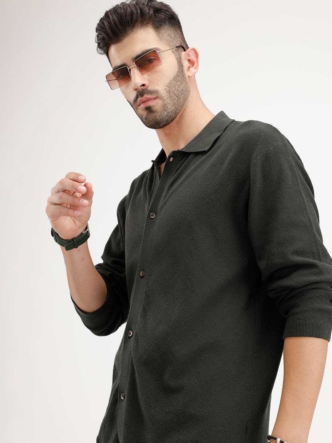 WROGN Comfort Fit Knitted Pure Cotton Casual Shirt - view 1