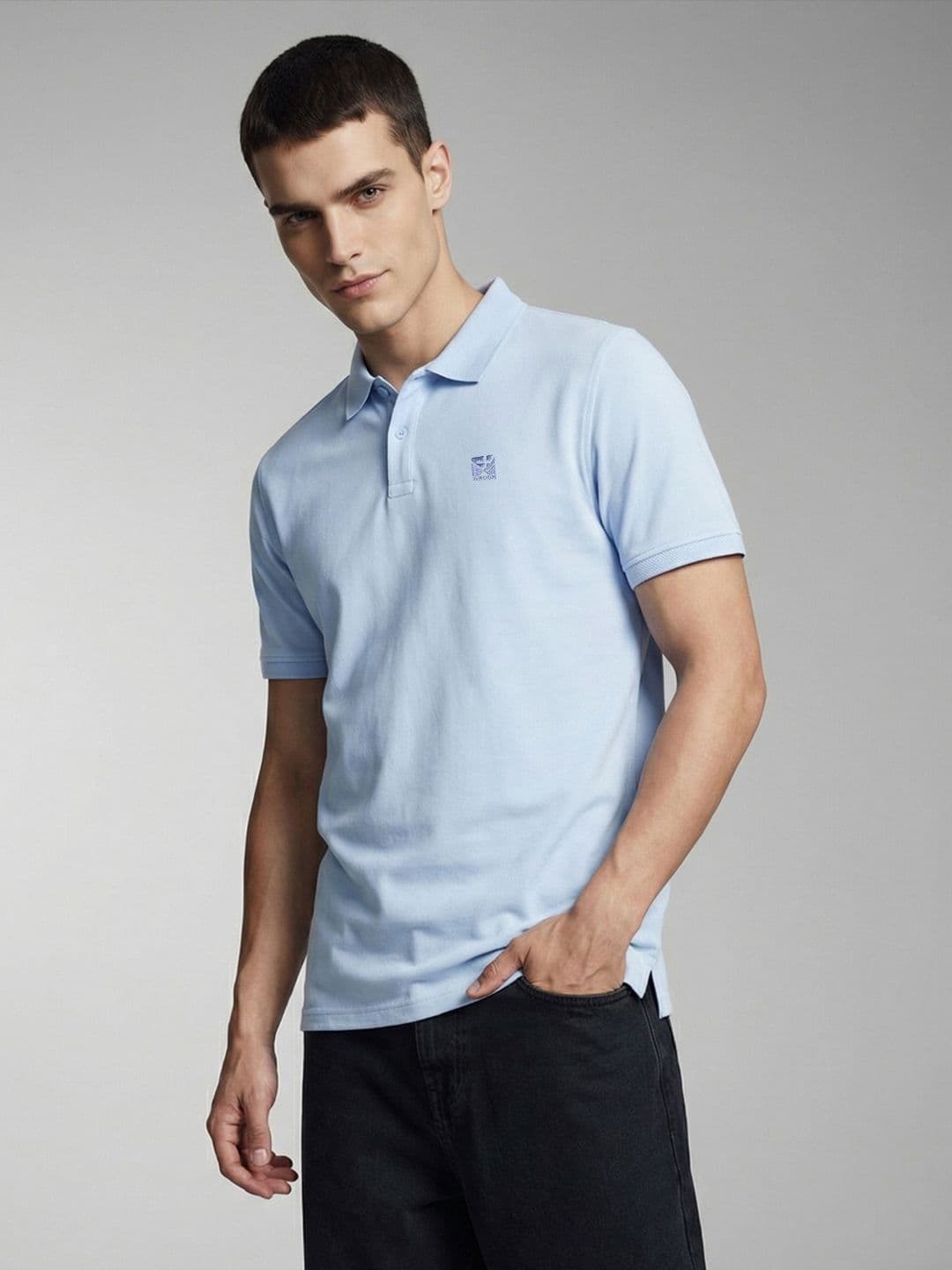 WROGN Pure Cotton Polo Collar Casual T-shirt - view 1