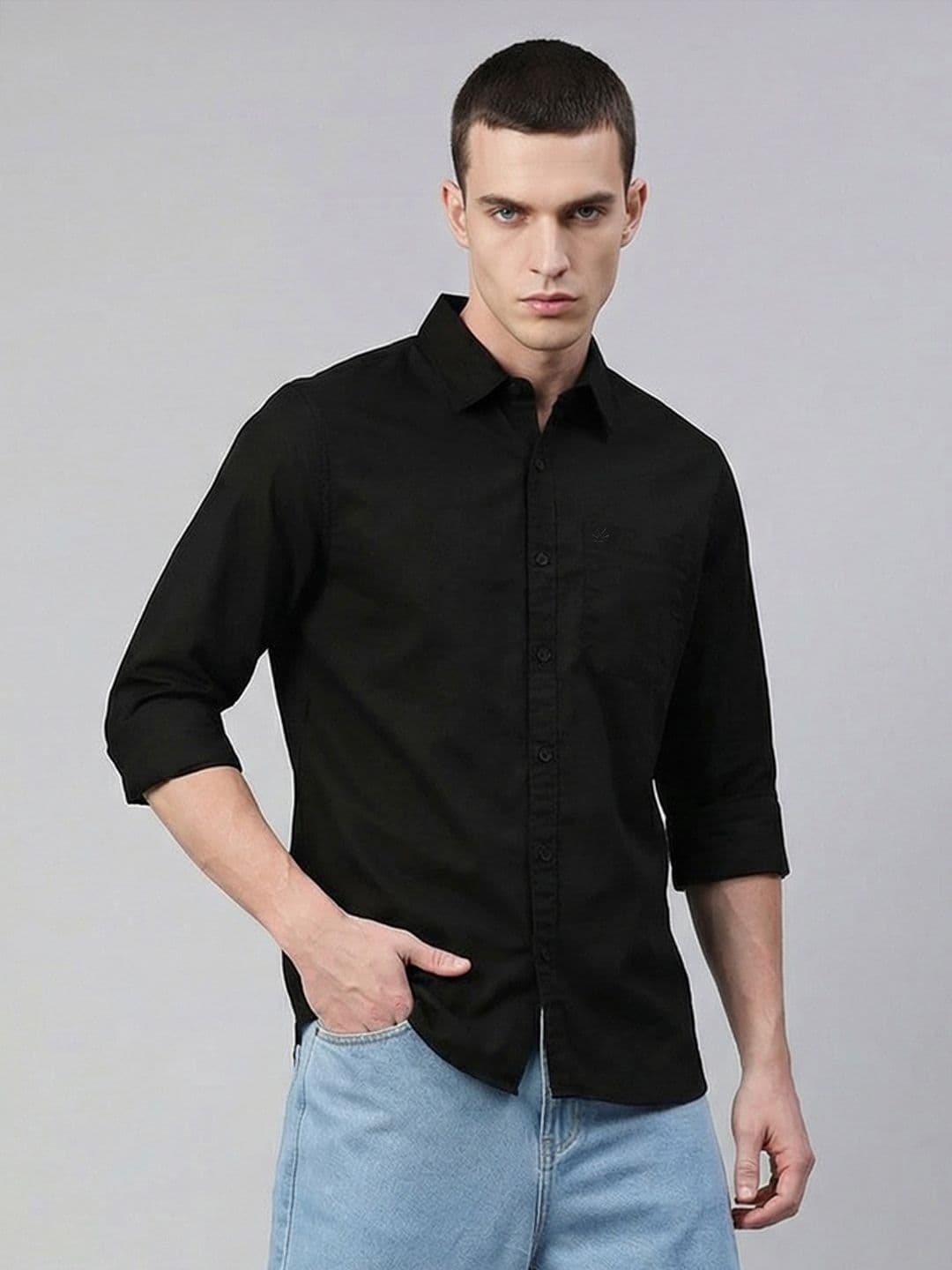 WROGN Men Black Slim Fit Casual Shirt - view 1