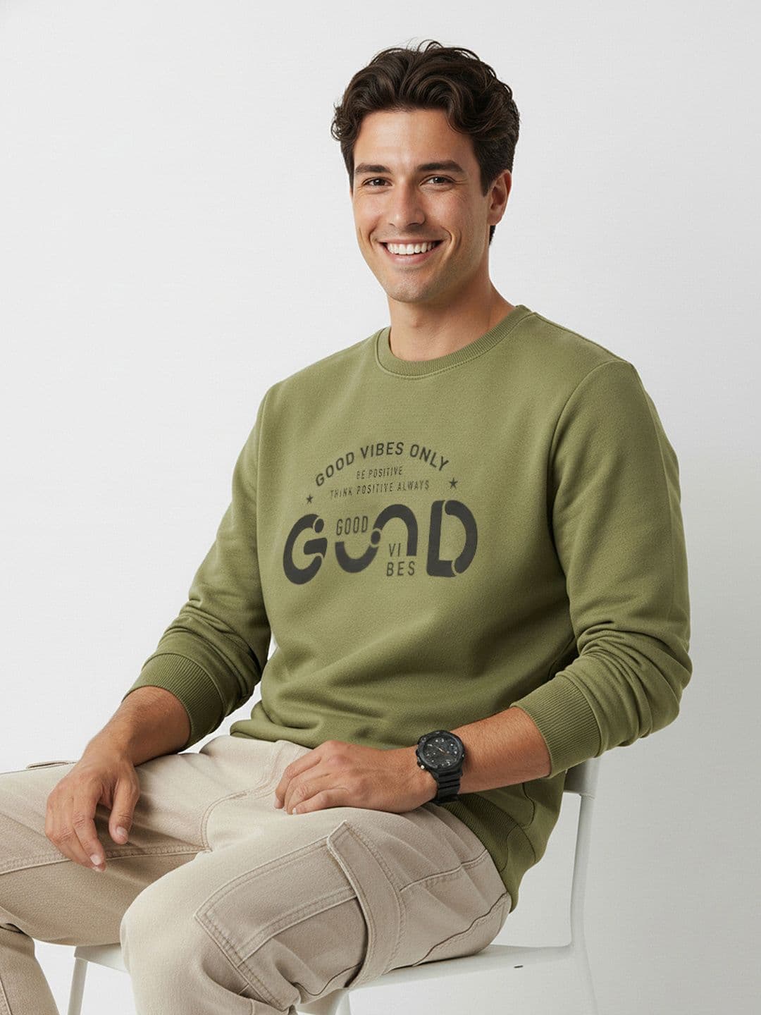 HERE&NOW Printed Pure Cotton Sweatshirt