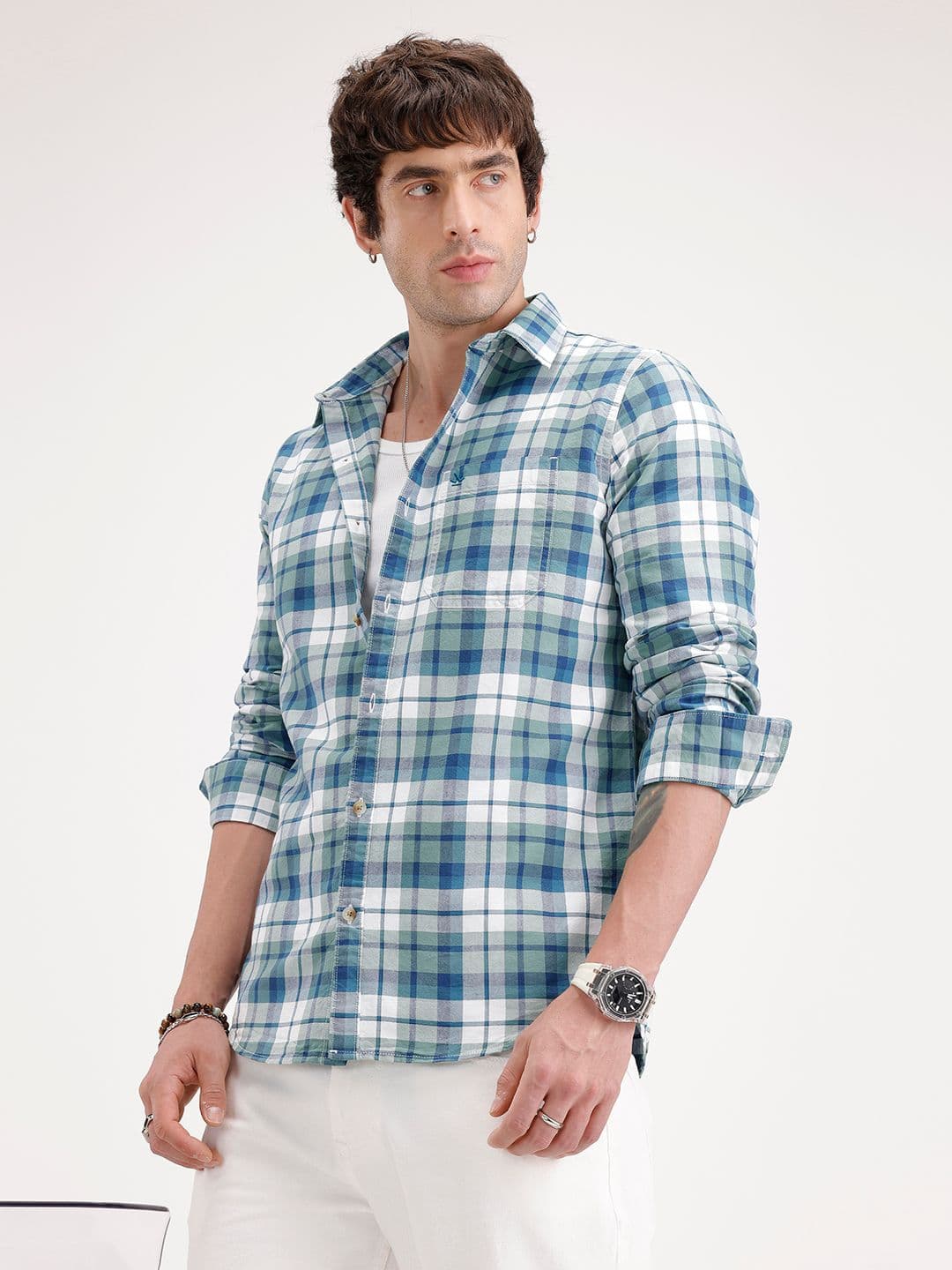 WROGN Checked Pure Cotton Casual Shirt - view 1