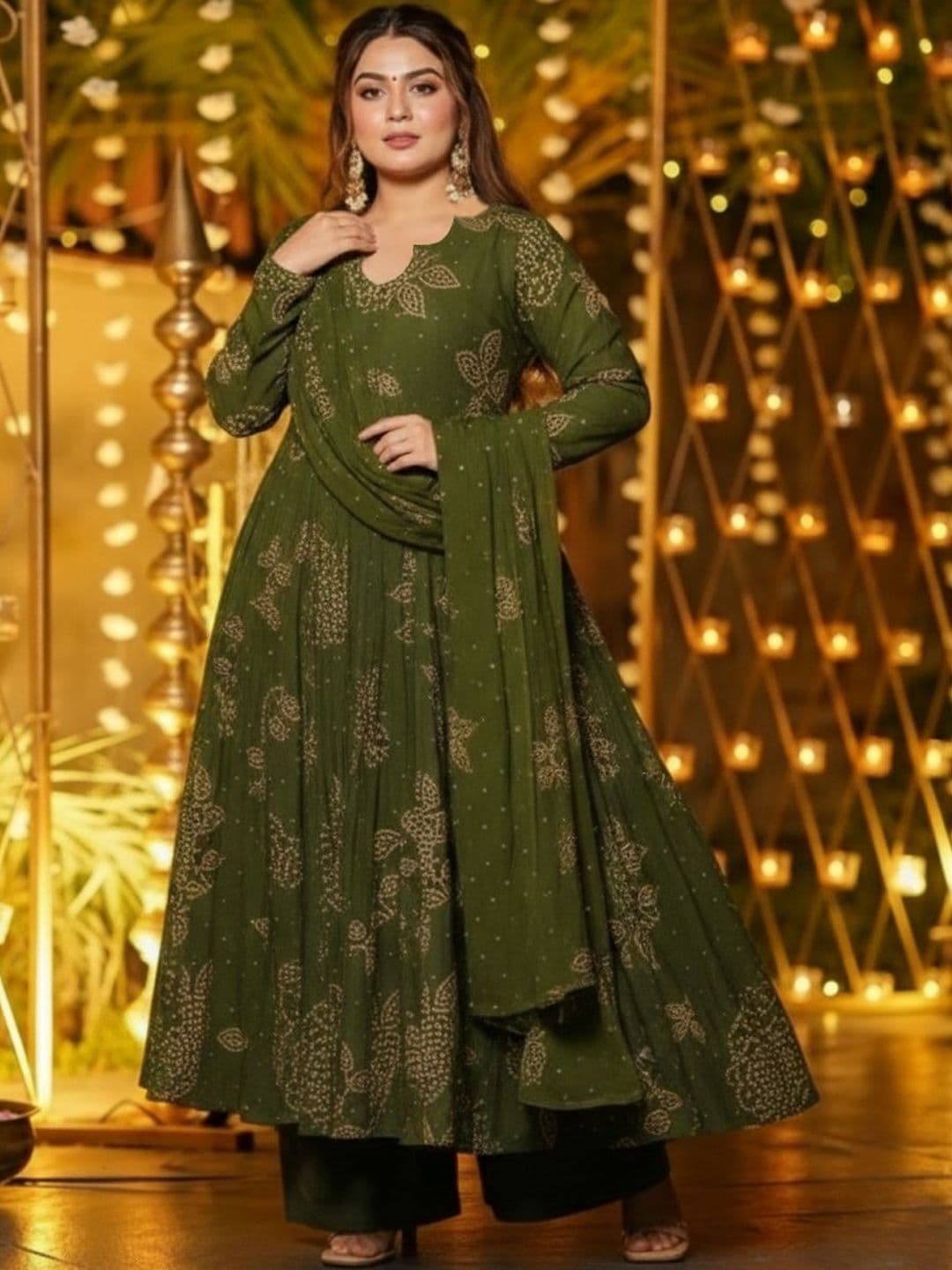 GoSriKi Women Ethnic Motifs Printed Empire Kurta with Palazzos & With Dupatta - view 1