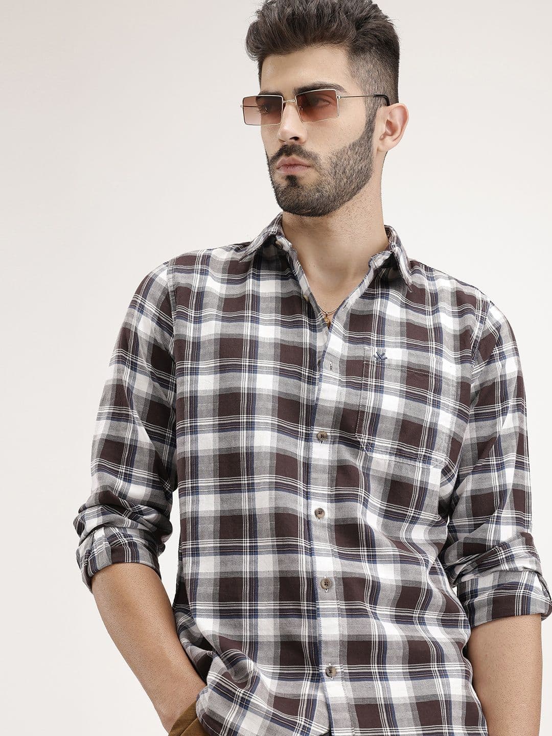 WROGN Checked Pure Cotton Casual Shirt - view 1
