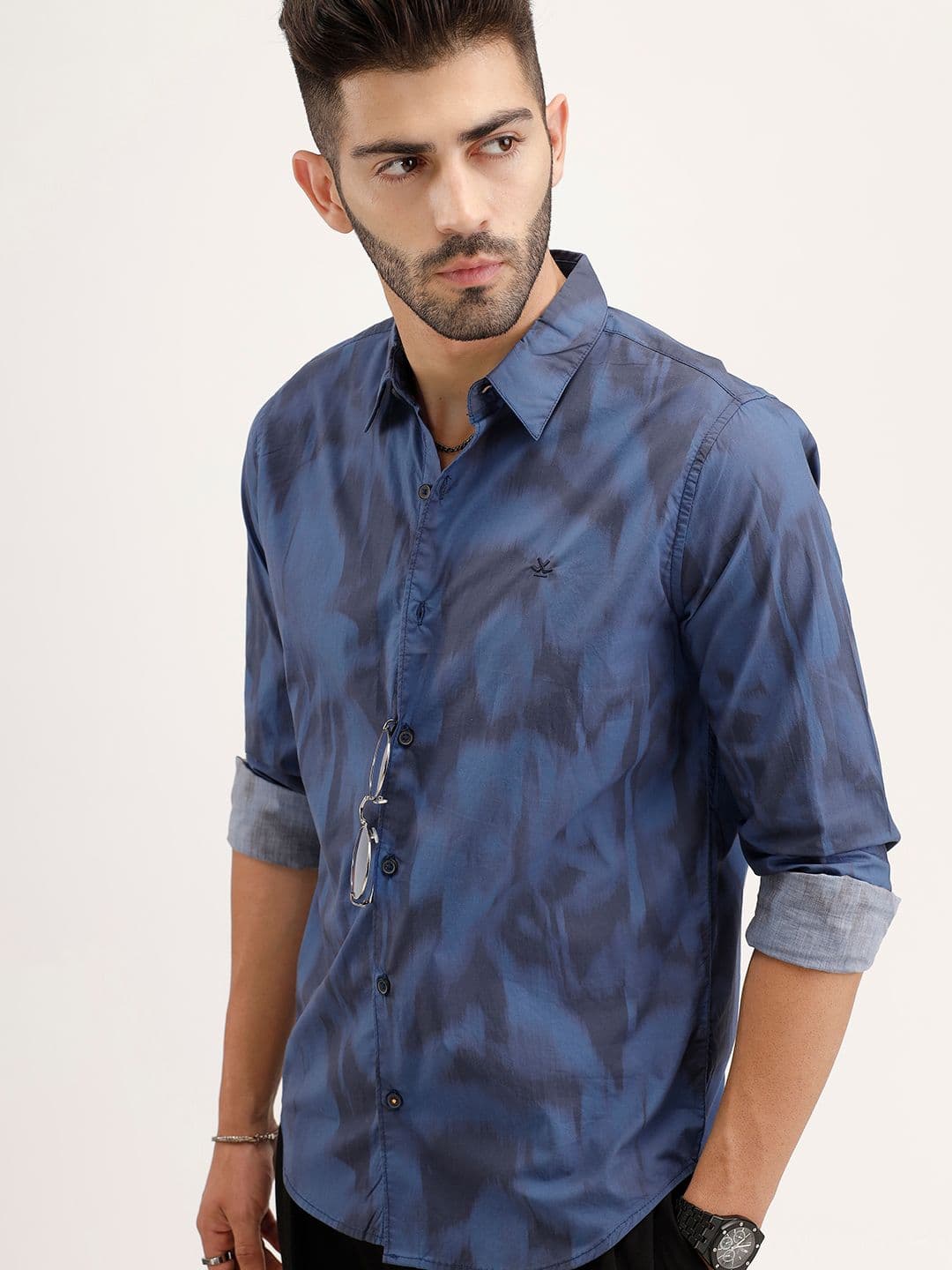 WROGN Slim Fit Abstract Dyed Pure Cotton Casual Shirt - view 1