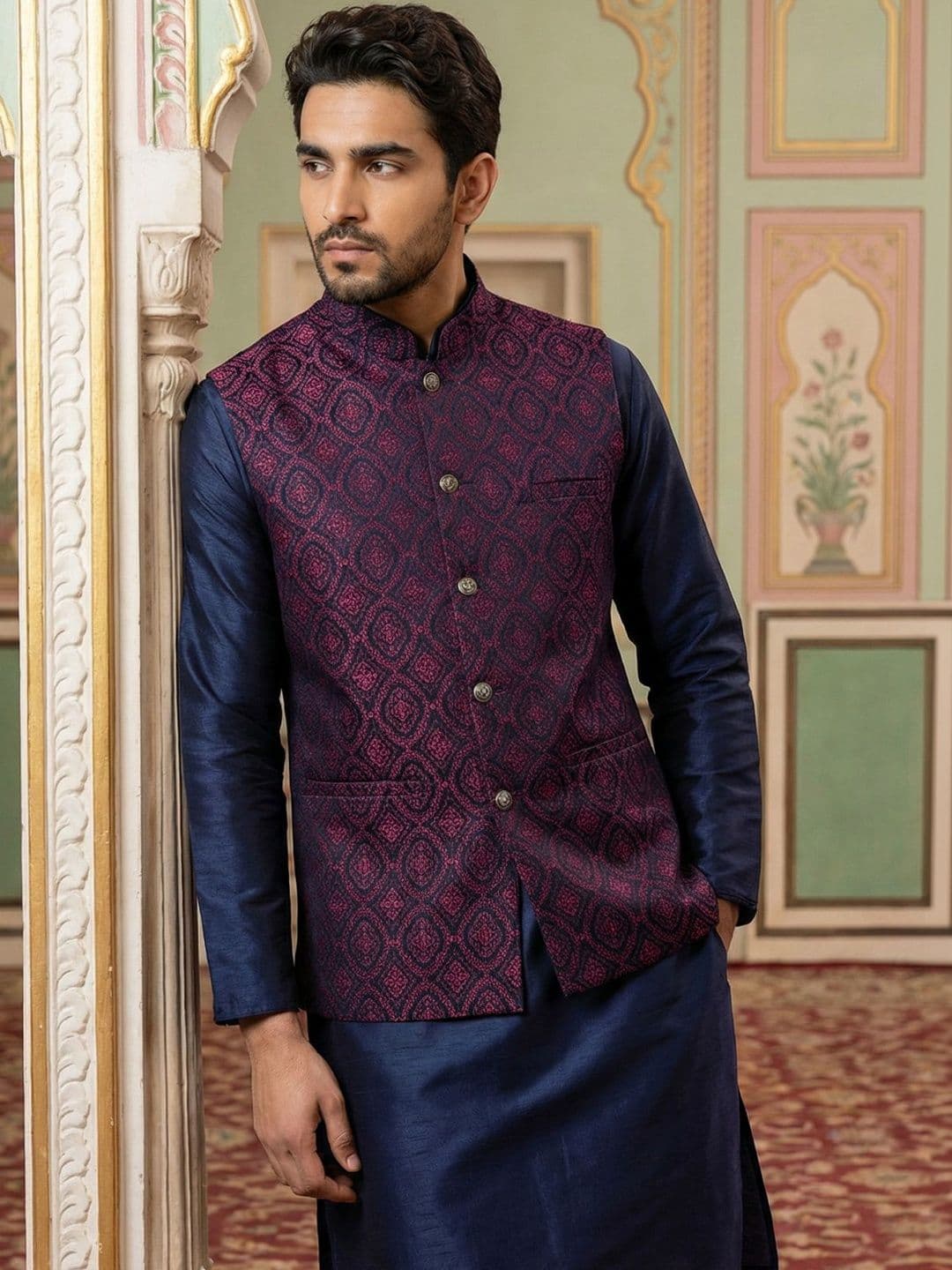 Jompers Mandarin Collared Nehru Jackets - view 1