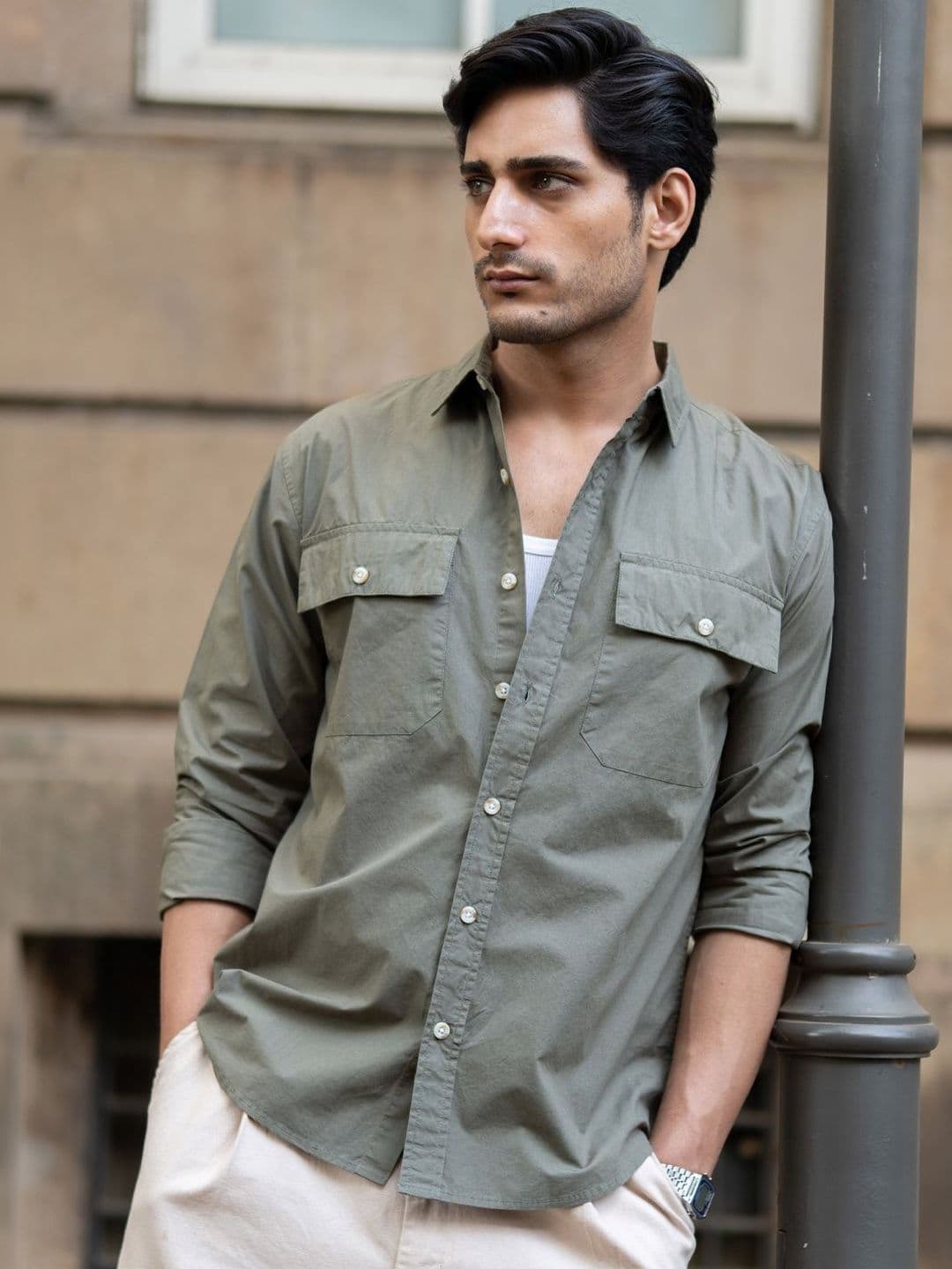 Powerlook Double Pocket Cotton Long Sleeves Shirt - view 1