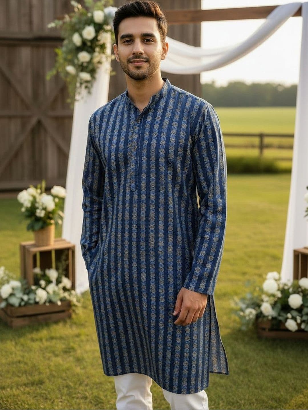 Anouk Men Printed Floral Kurta - view 1