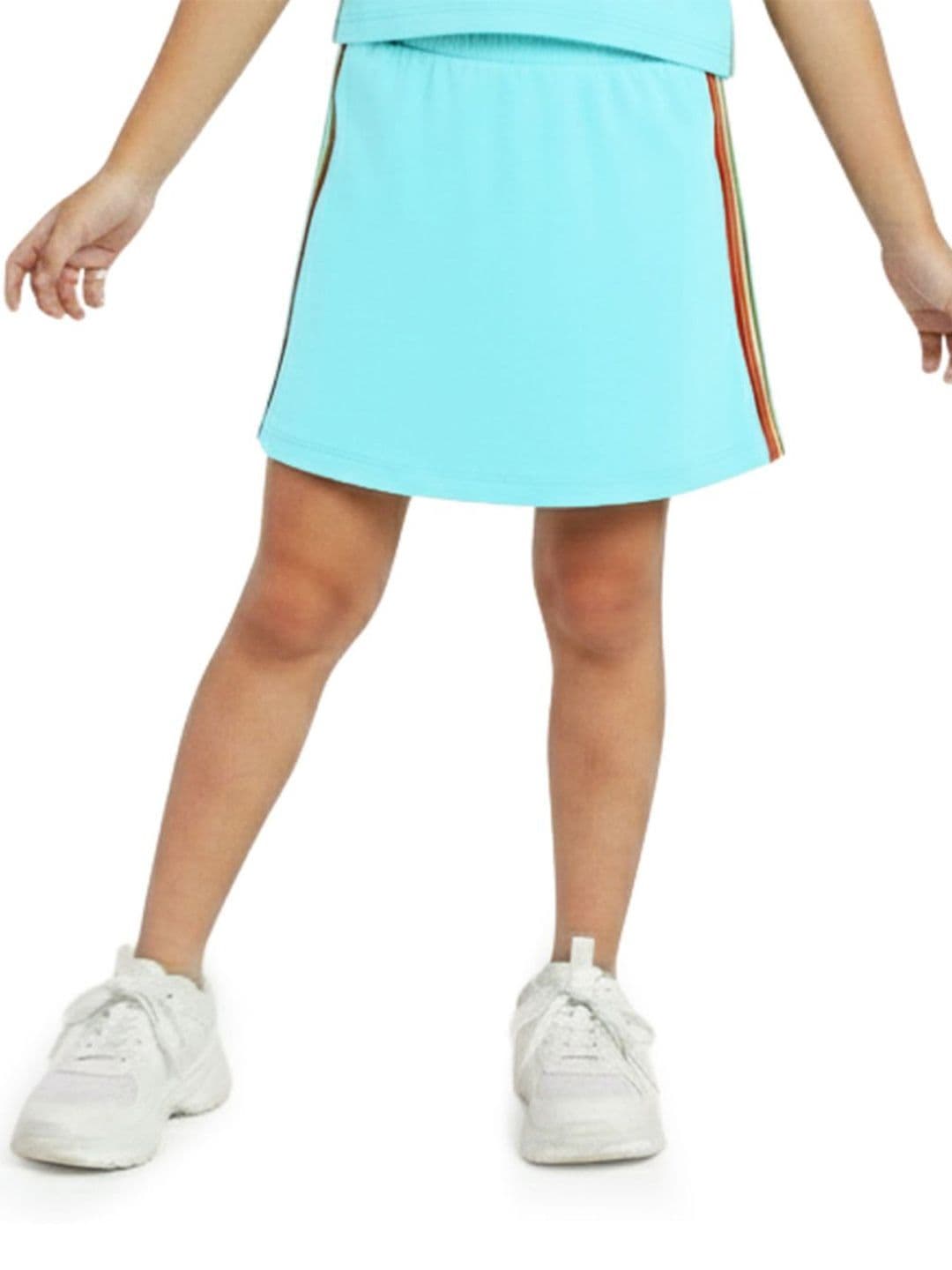 You Got Plan B Blue Striped Cotton Above Knee Flared Skirts - view 1