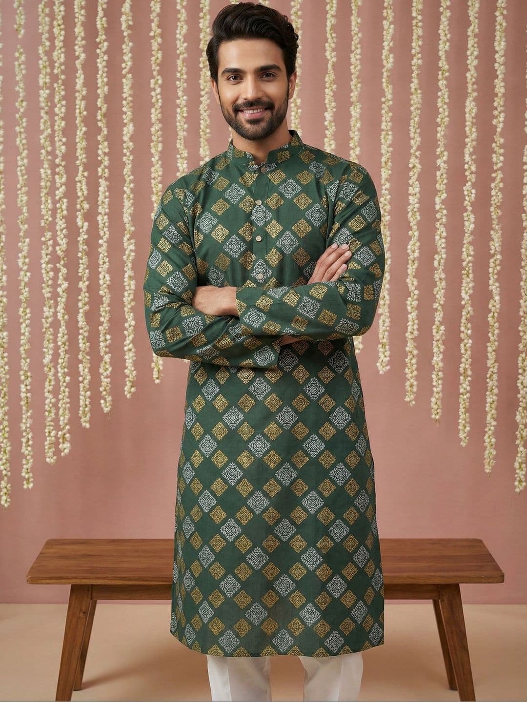 Jompers Men Floral Printed Floral Kurta - view 1