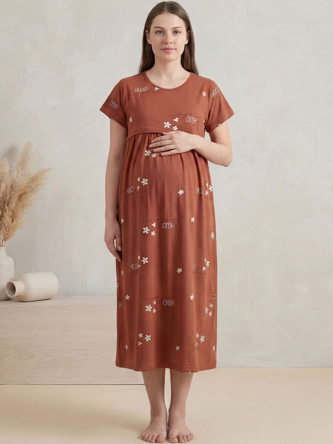 Secret Wish Maternity Hosiery Printed Nightdress - view 1