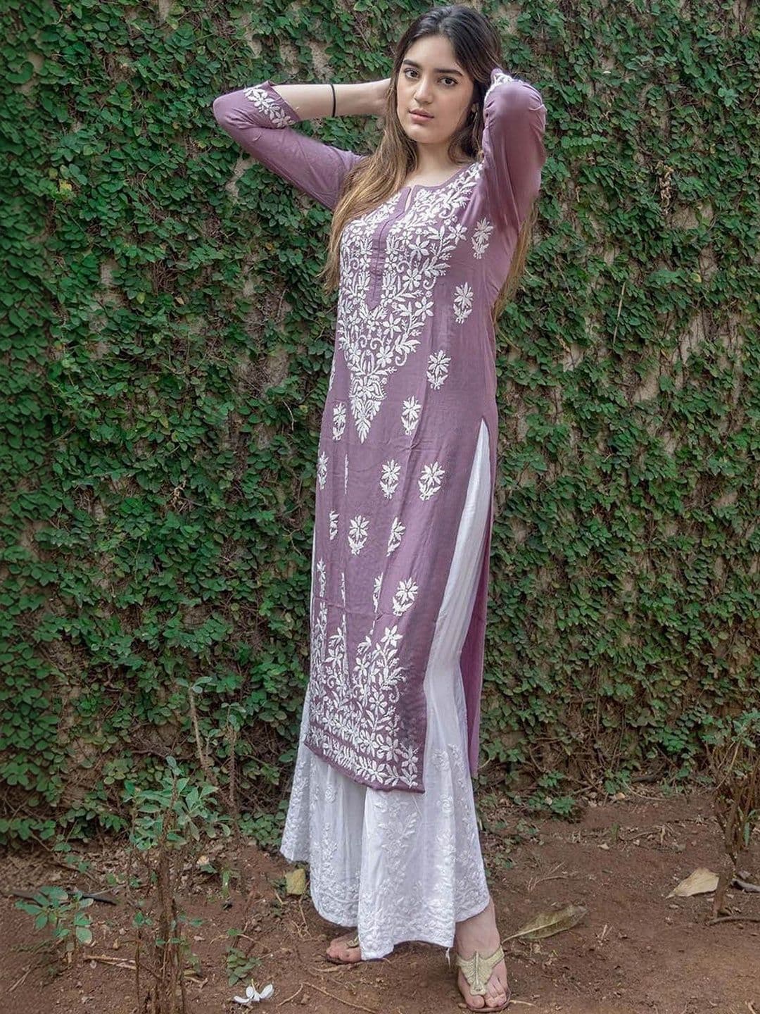 JBTEX Ethnic Motifs Embroidered Chikankari Chikankari Kurti - view 1