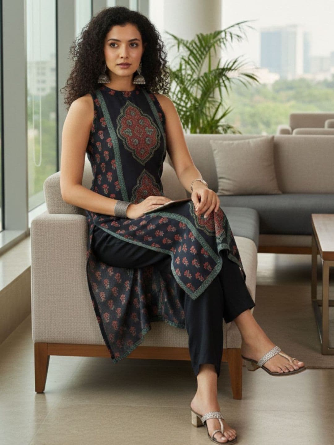 Varanga Women Ethnic Motifs Printed Regular Kurta with Trousers - view 1