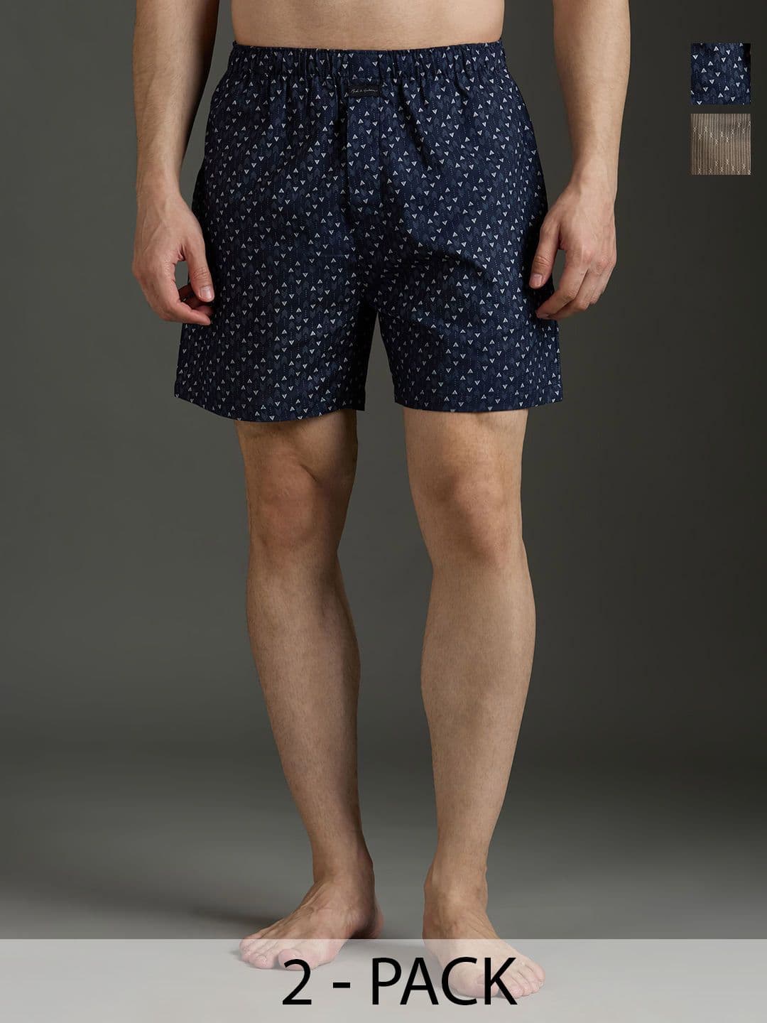 Mast & Harbour Pack Of 2 Men Printed Pure Cotton Mid-Rise Boxer - view 1