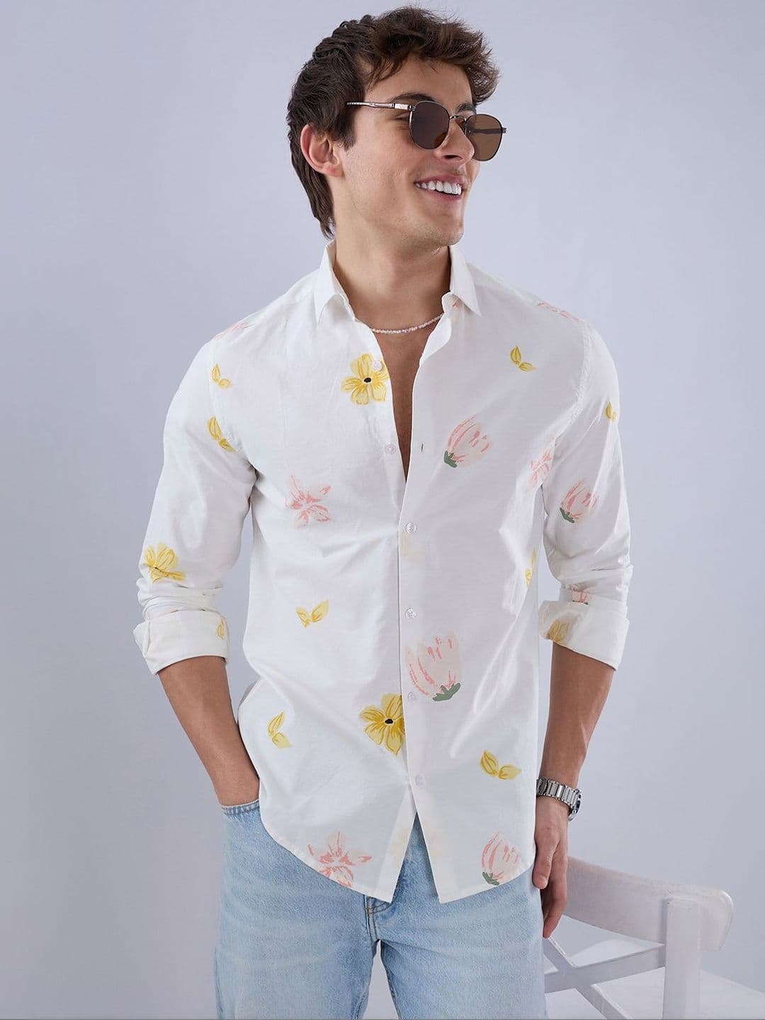 VASTRADO White Tulips Printed Vacation Shirt - view 1