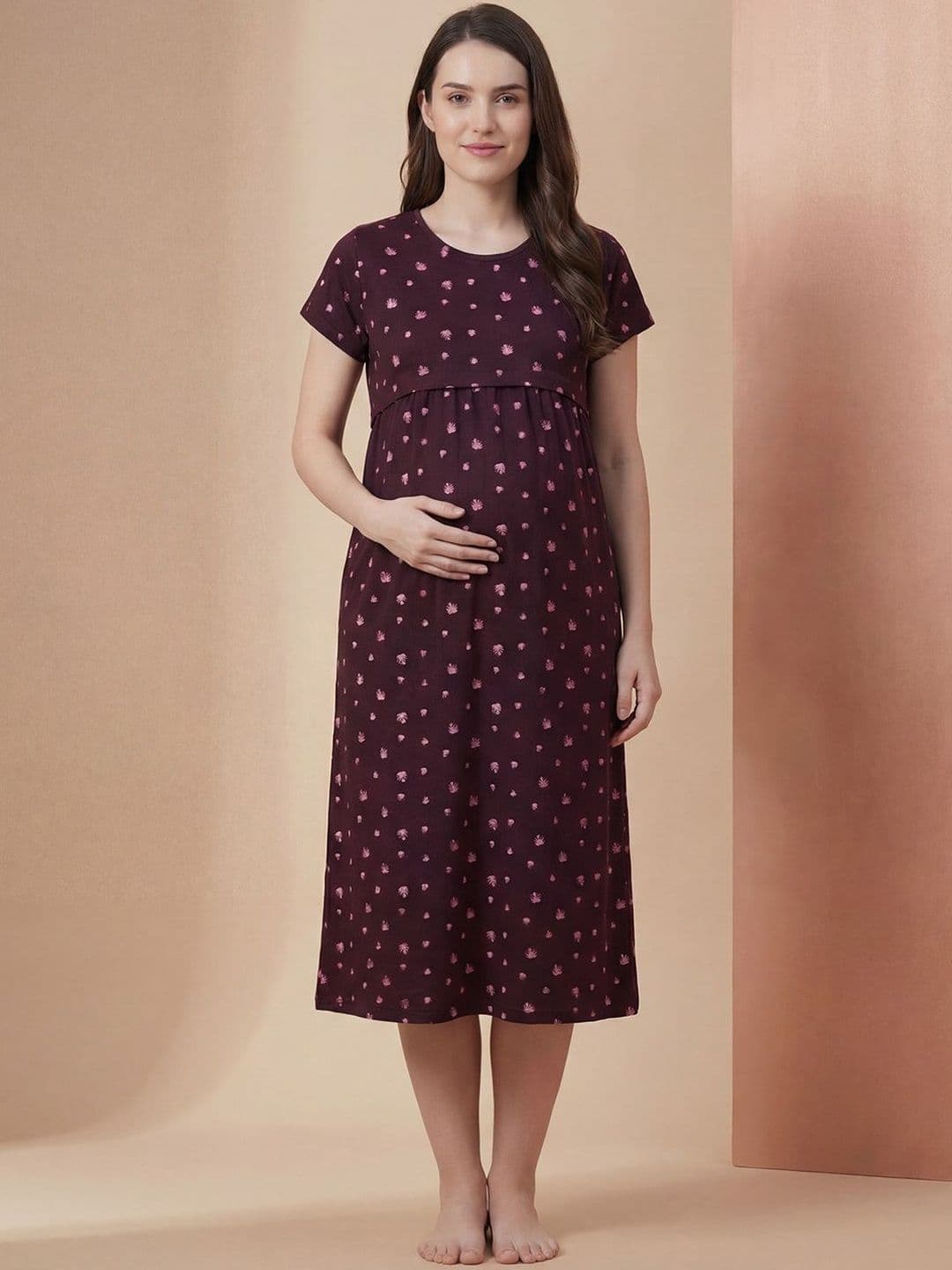Secret Wish Maternity Hosiery Printed Nightdress - view 1