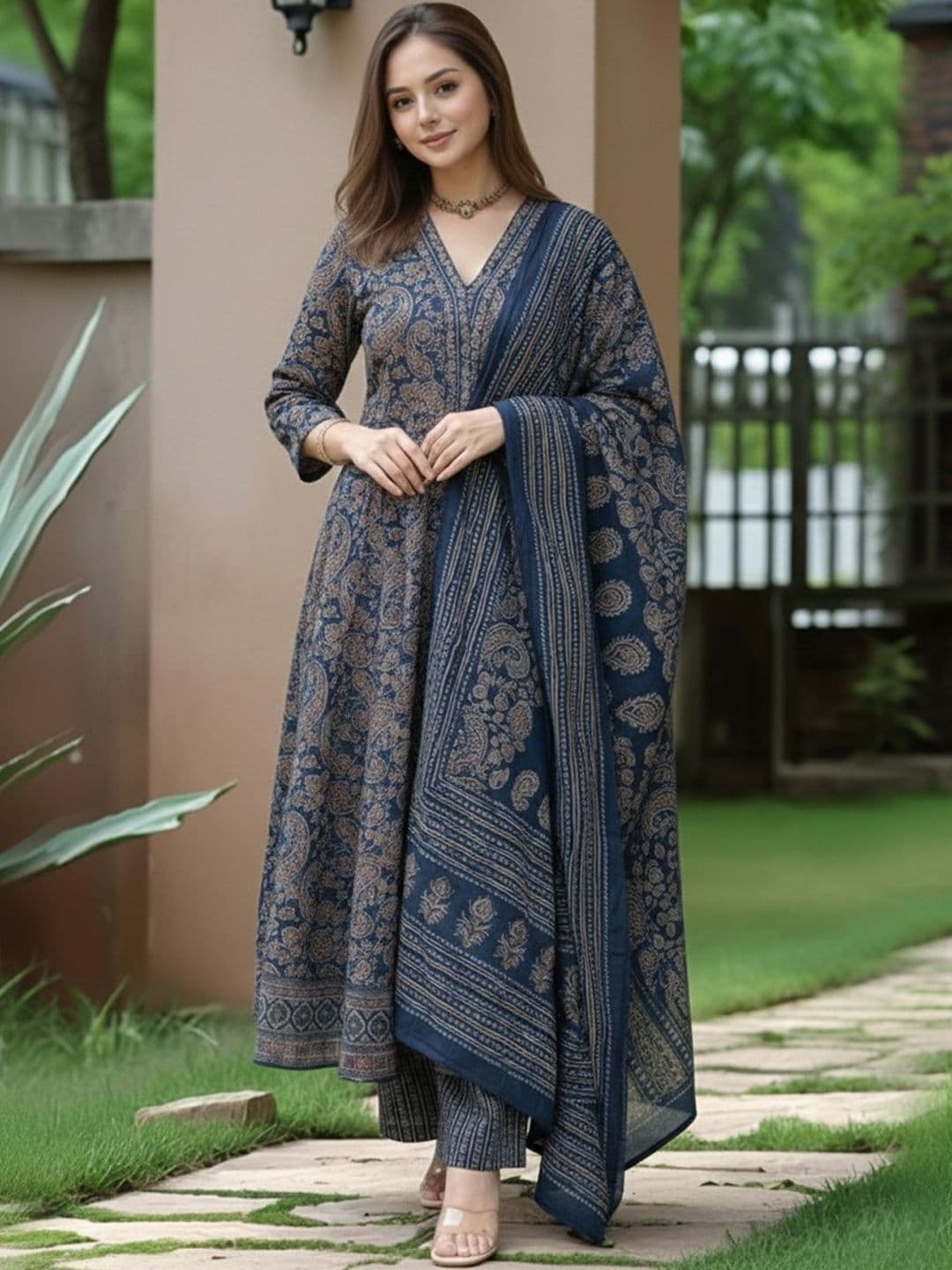 SZN Women Ethnic Motifs Printed Empire Kurta with Trousers & With Dupatta - view 1