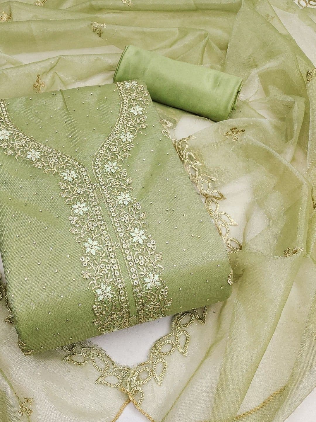 KALINI Embroidered Organza Unstitched Dress Material - view 1