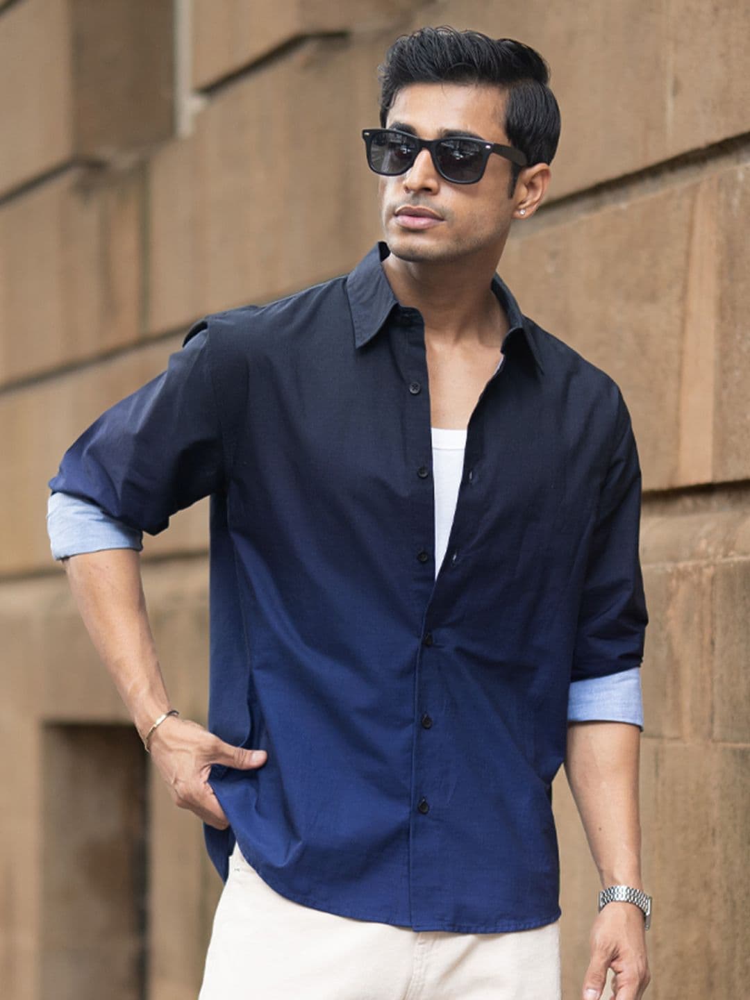 Powerlook Ombre Cotton Long Sleeves Shirt - view 1
