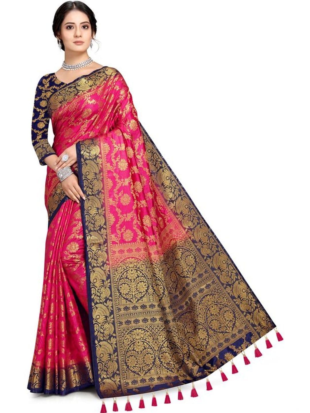 COSBILA FASHION Floral Silk Cotton Designer Saree - view 1