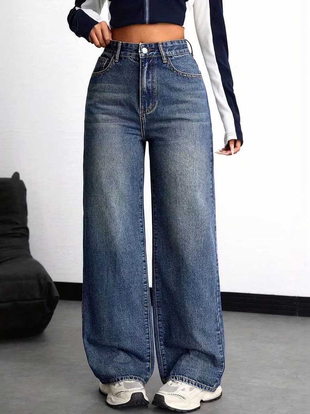 DressBerry Women Comfort Wide Leg High-Rise Light Fade Acid Wash Stretchable Jeans - view 1