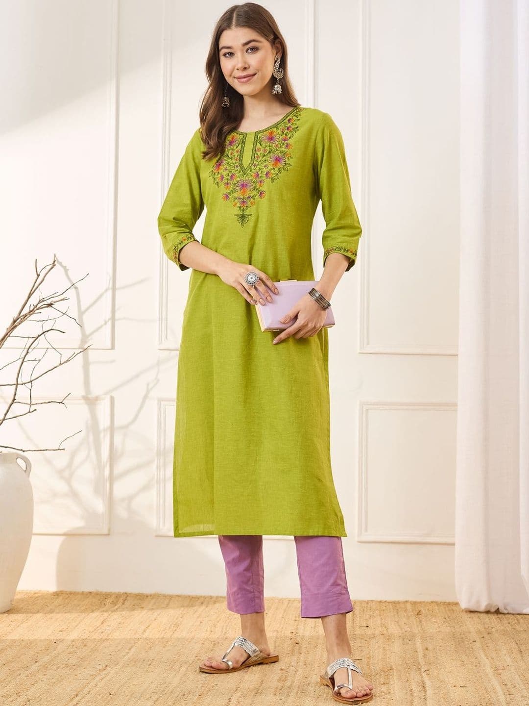 Anouk Women Embroidered Mirror Work Kurta - view 1
