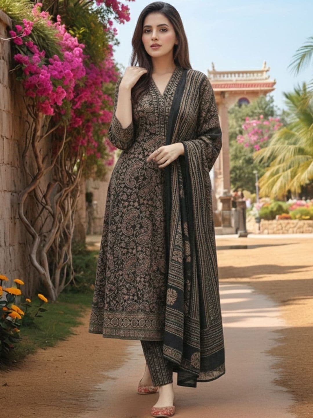 SZN Women Ethnic Motifs Printed Empire Kurta with Trousers & With Dupatta - view 1