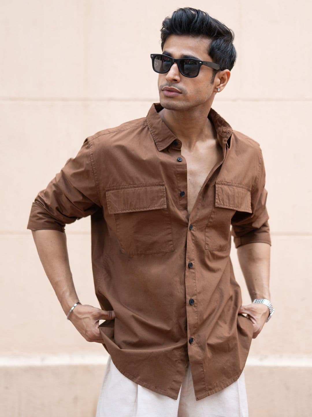 Powerlook Double Pocket Cotton Long Sleeves Shirt - view 1