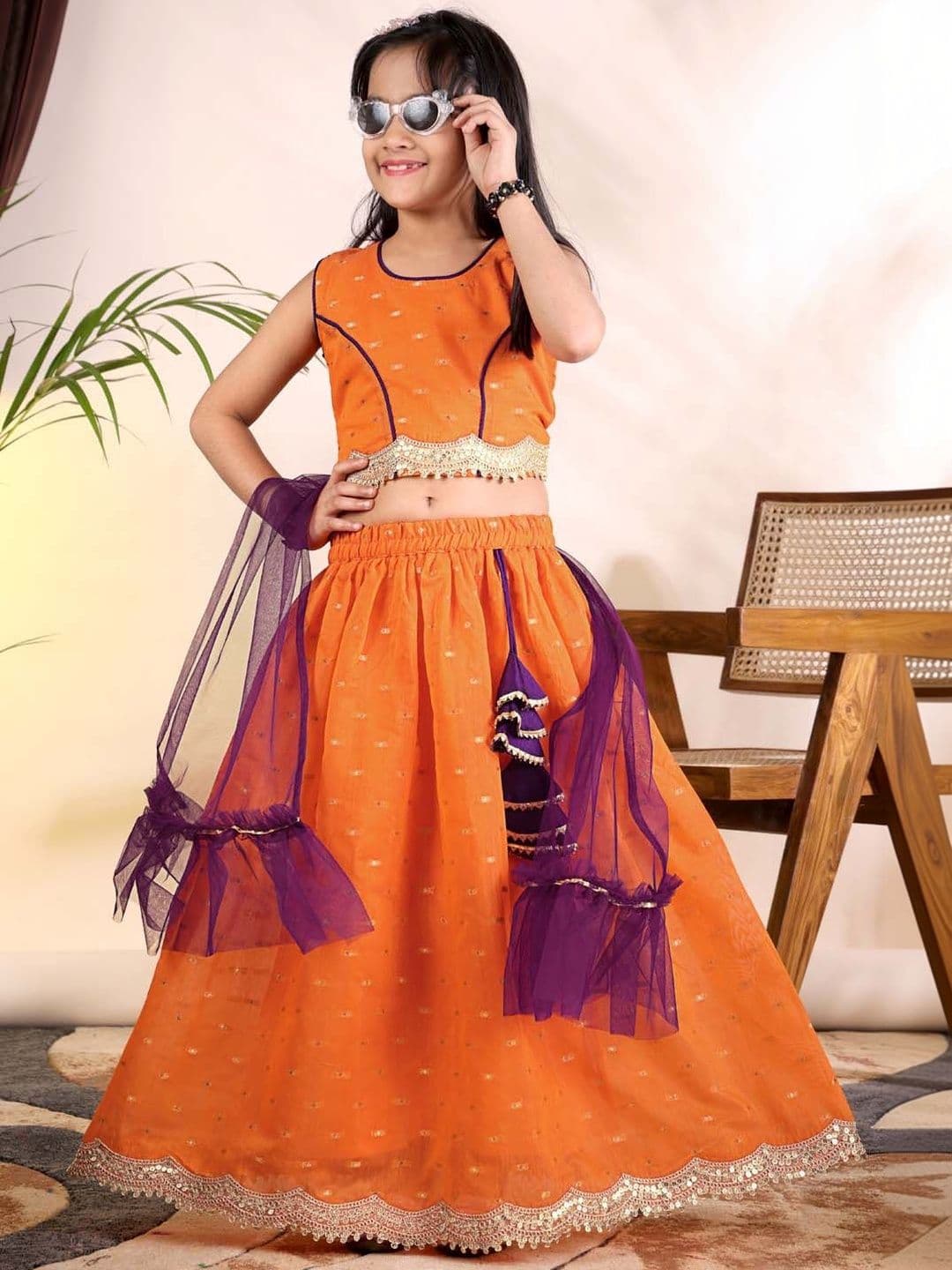 BAESD Girls Embellished Sequinned Ready to Wear Lehenga & Blouse With Dupatta - view 1