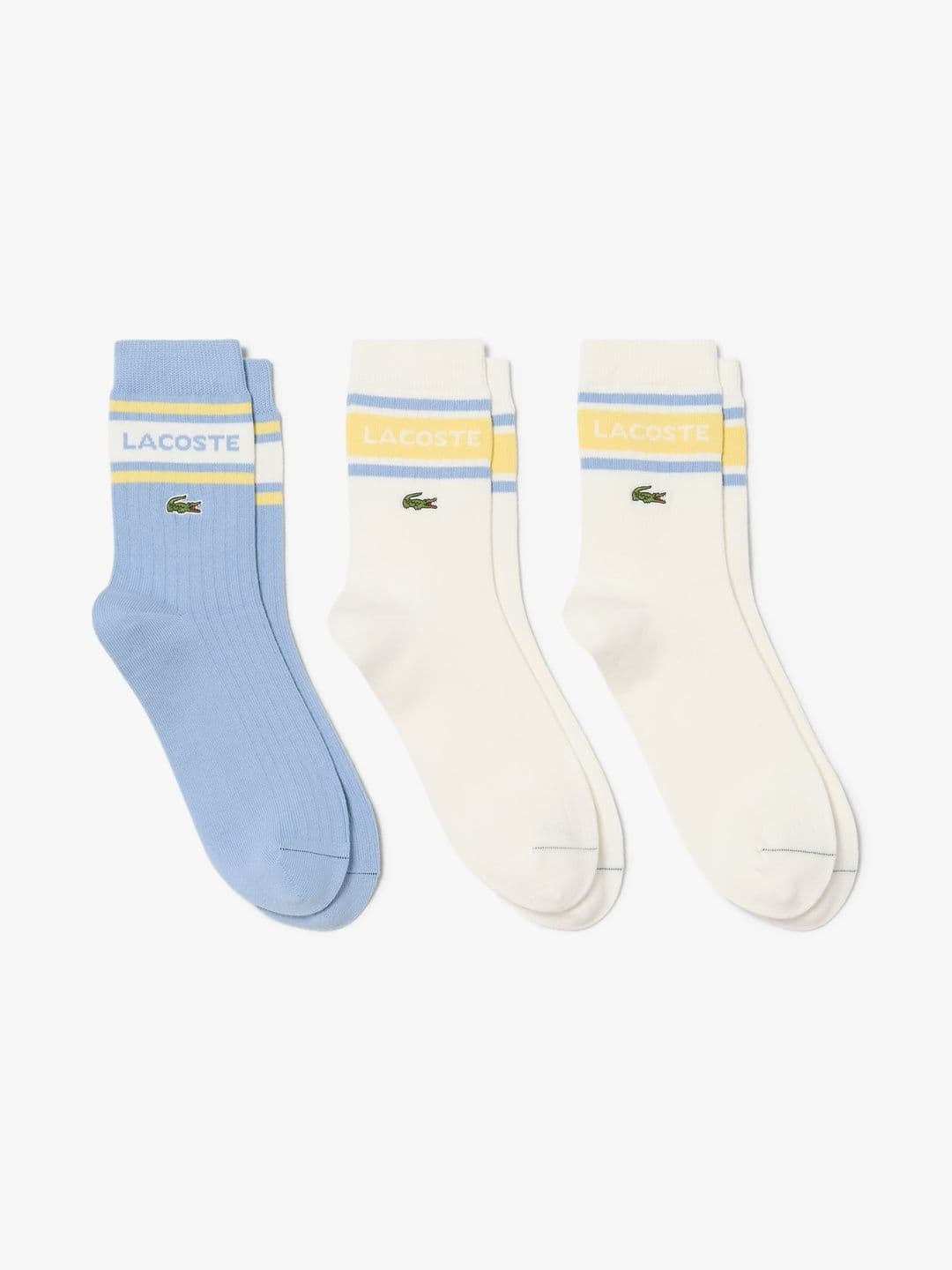Lacoste Men Pack of 3 Cotton Blend Assorted Striped Above Ankle Socks - view 1
