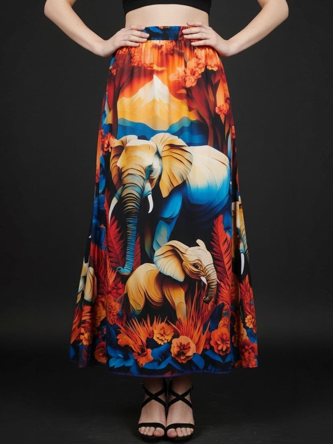Vagisha Women Abstract Maxi Flared Skirt - view 1