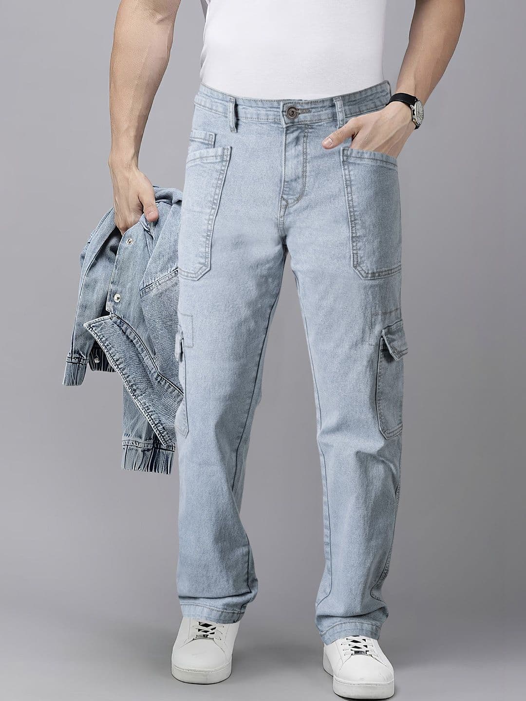 RIG BONE Men Loose Relaxed Fit Mid-Rise Light Fade Stretchable Jeans - view 1