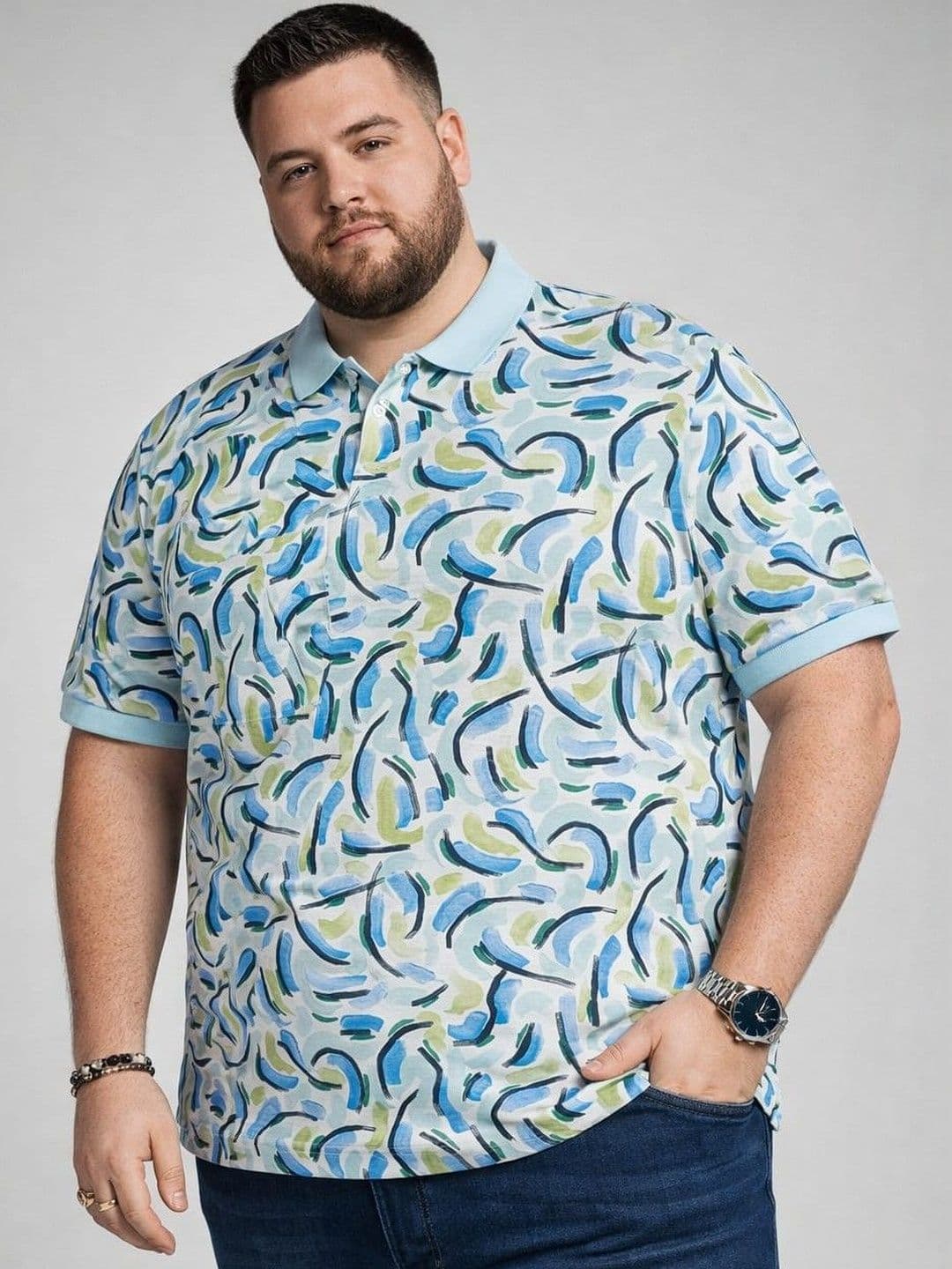 AUSTIVO Men Printed Polo Collar T-shirt - view 1