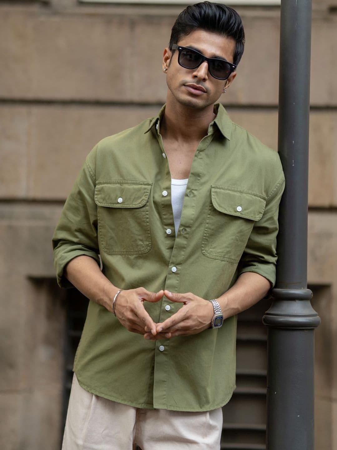 Powerlook Double Pocket Cotton Long Sleeves Shirt - view 1