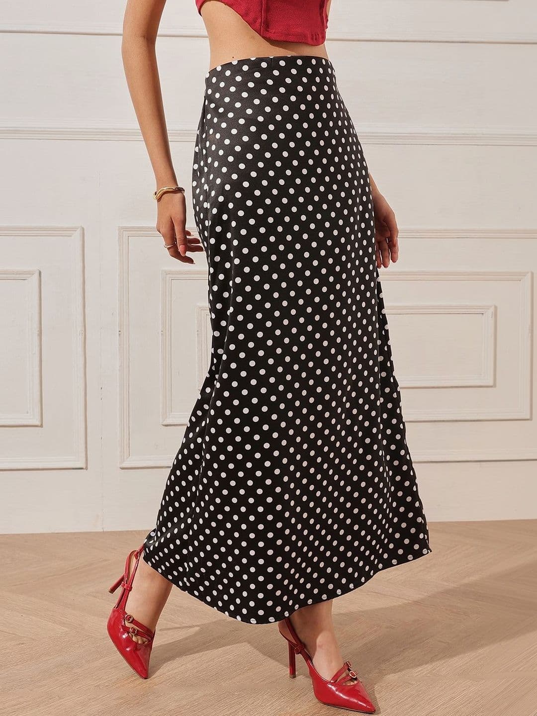 STREET 9 Women Satin Geometric Maxi A-Line Skirt - view 1