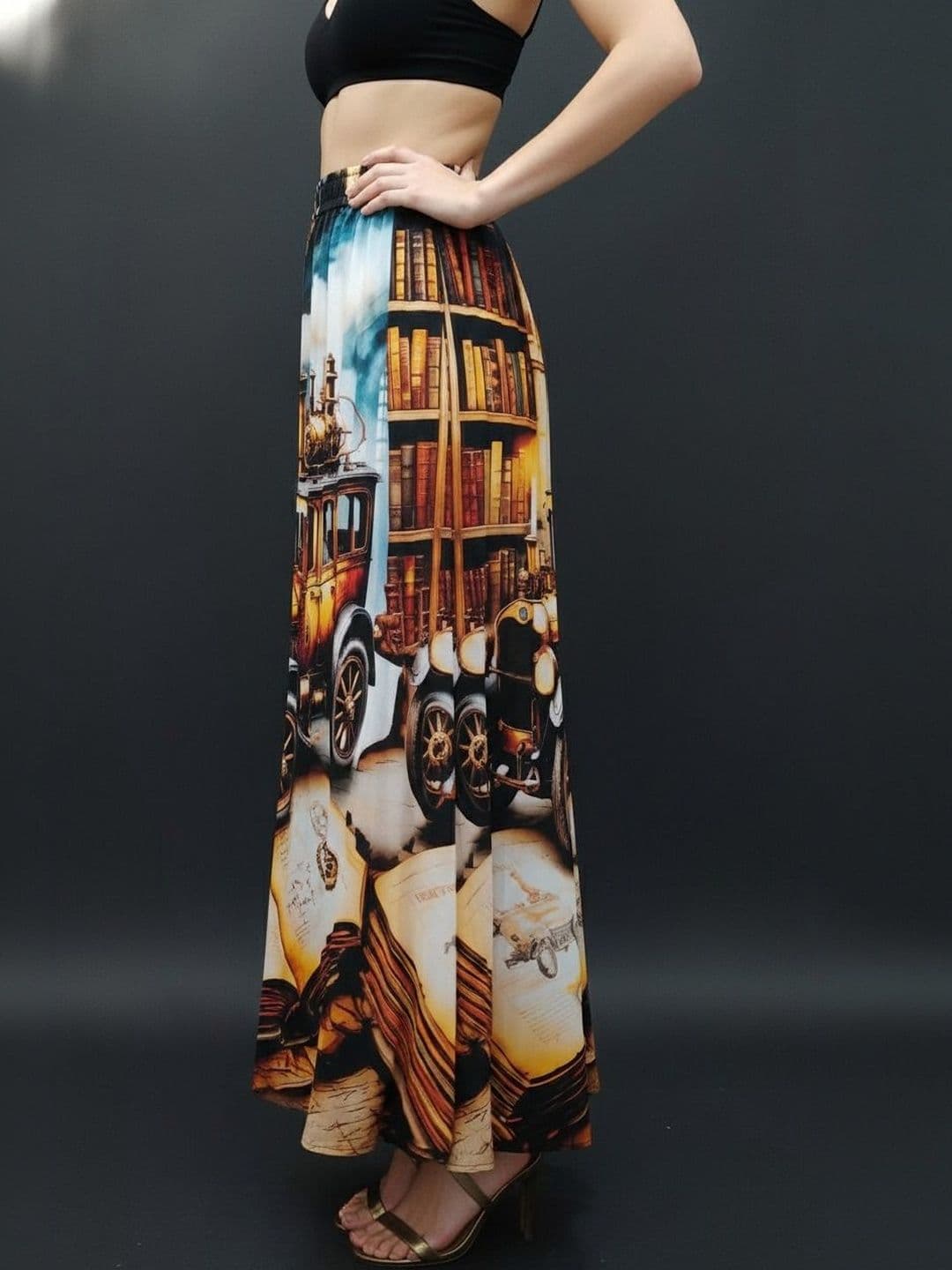 Vagisha Women Abstract Conversational Print Maxi Flared Skirt - view 1