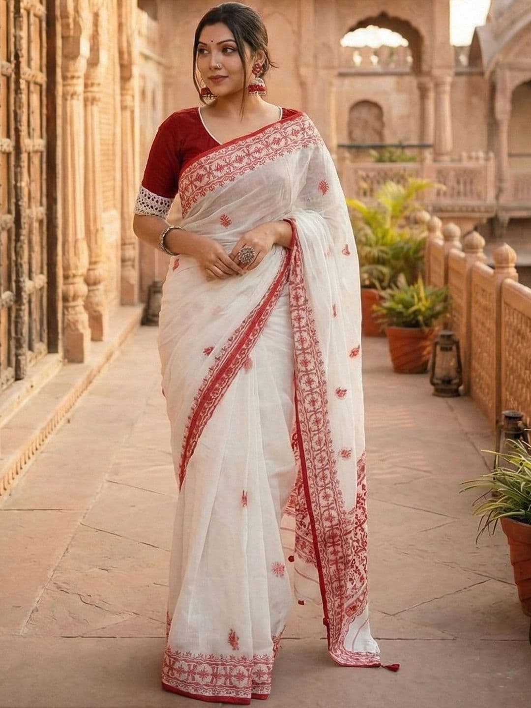 KALINI Ethnic Motifs Embroidered Kanjeevaram Saree - view 1