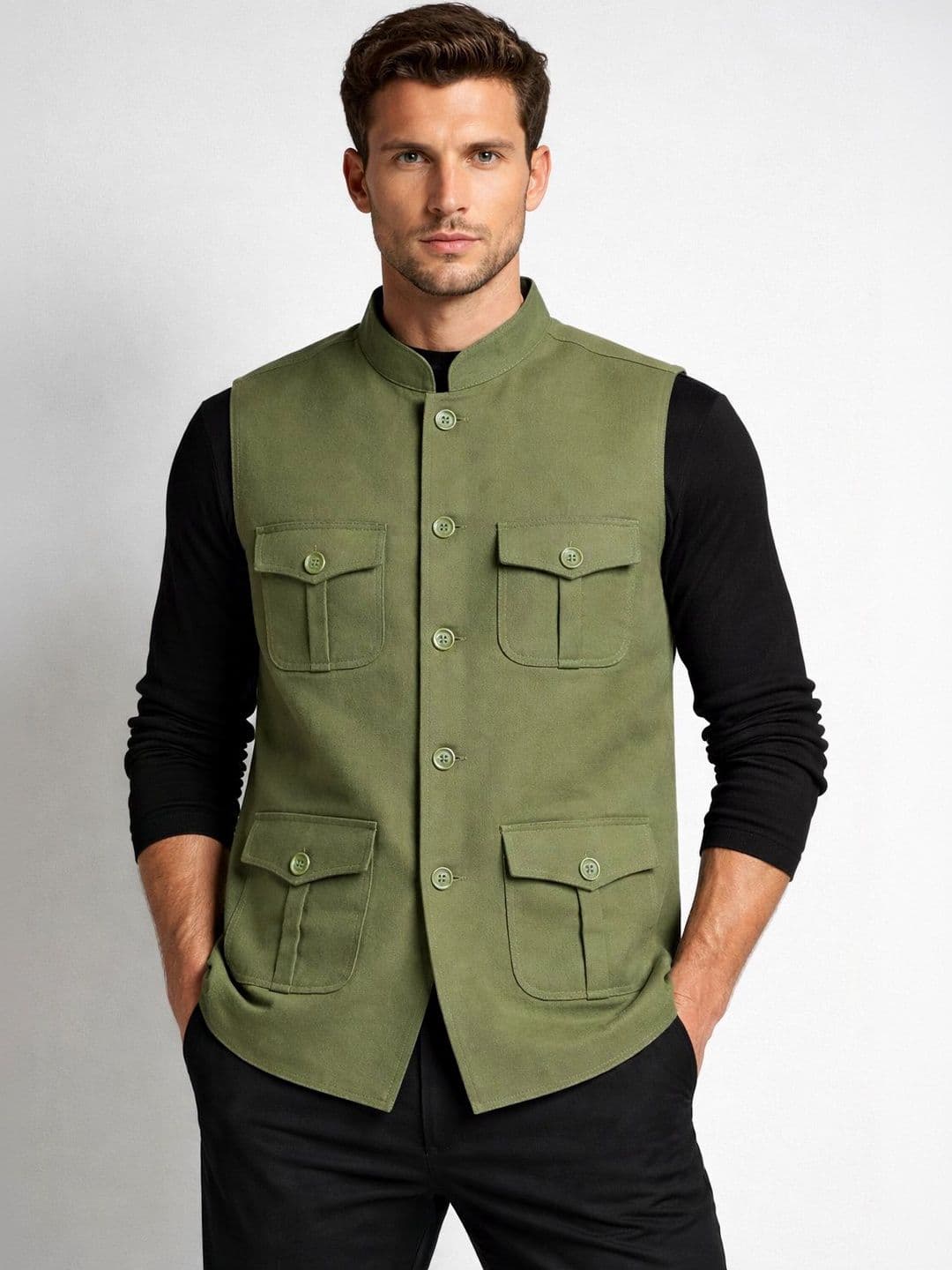 Latest Chikan Garments Mandarian Collar Neck Jacket - view 1