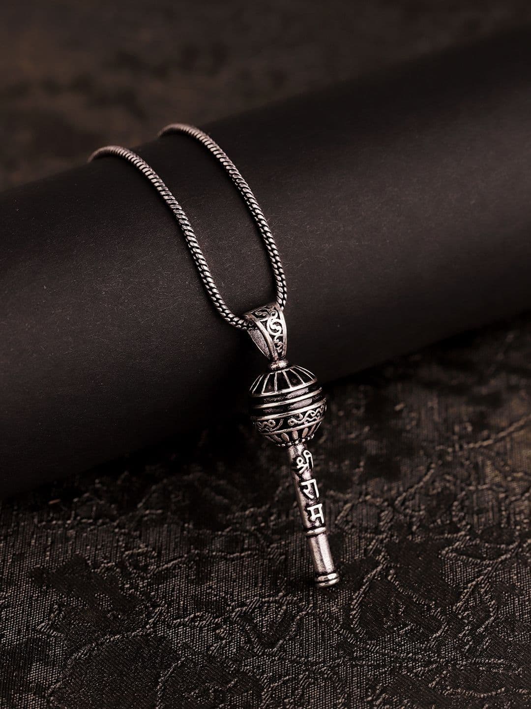 Voylla Spiritual Guardian Key Silver Pendant Necklace For Men - view 1