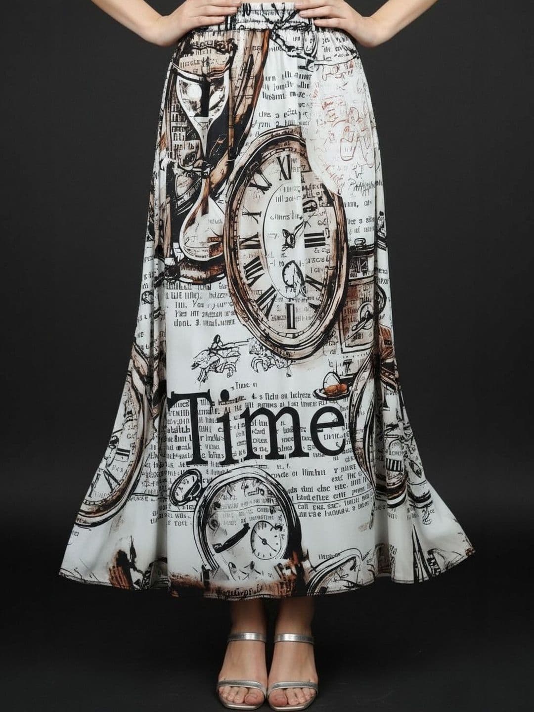 Vagisha Women Abstract Conversational Print Maxi Flared Skirt - view 1